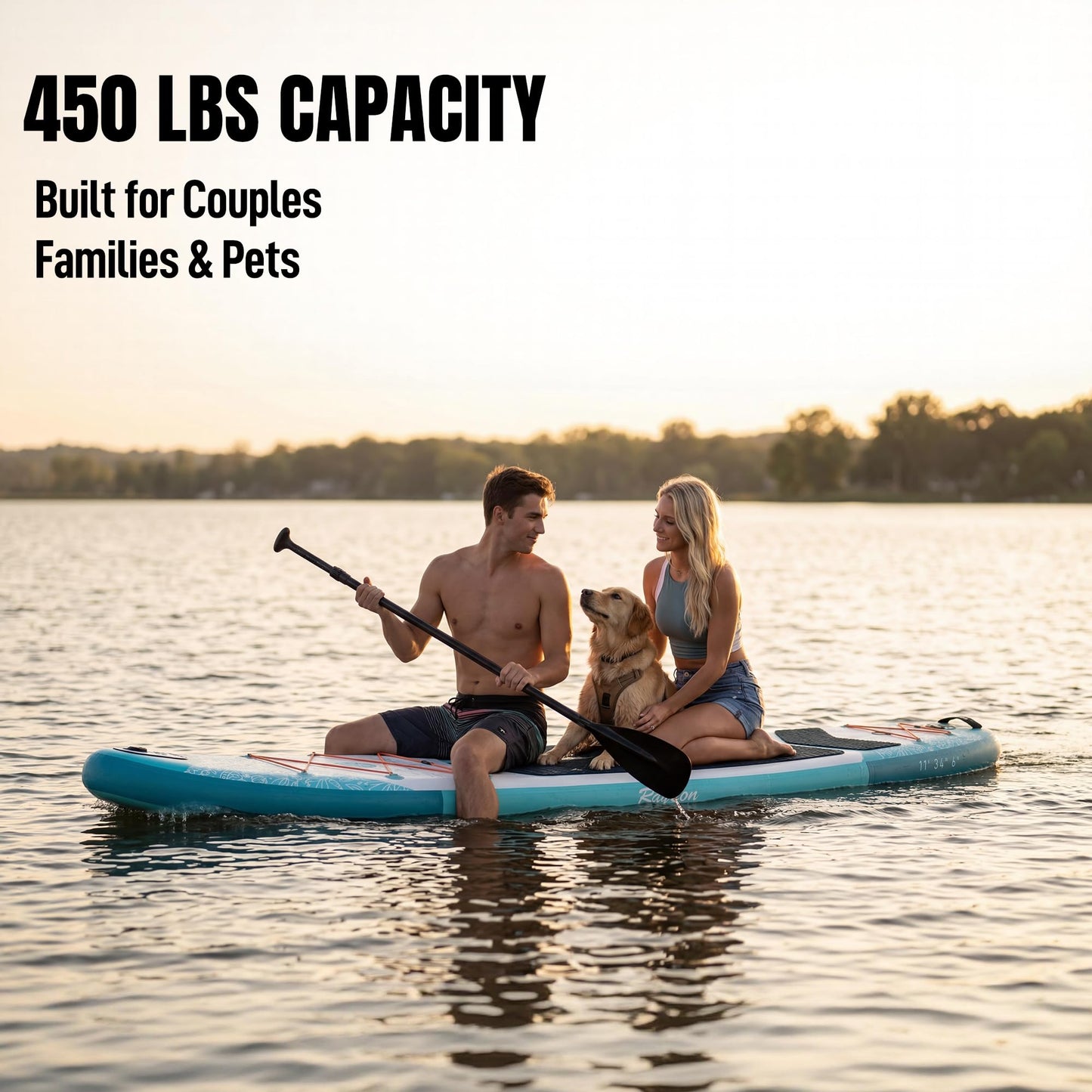 Inflatable Stand Up Paddle Board 11'×34" Extra Wide SUP, Ultra-Stable for Adults & Dog, 450lbs, Dual Chamber Pump, Fiberglass Paddle, Military Grade Dual Layer, Mystic Butterfly Design
