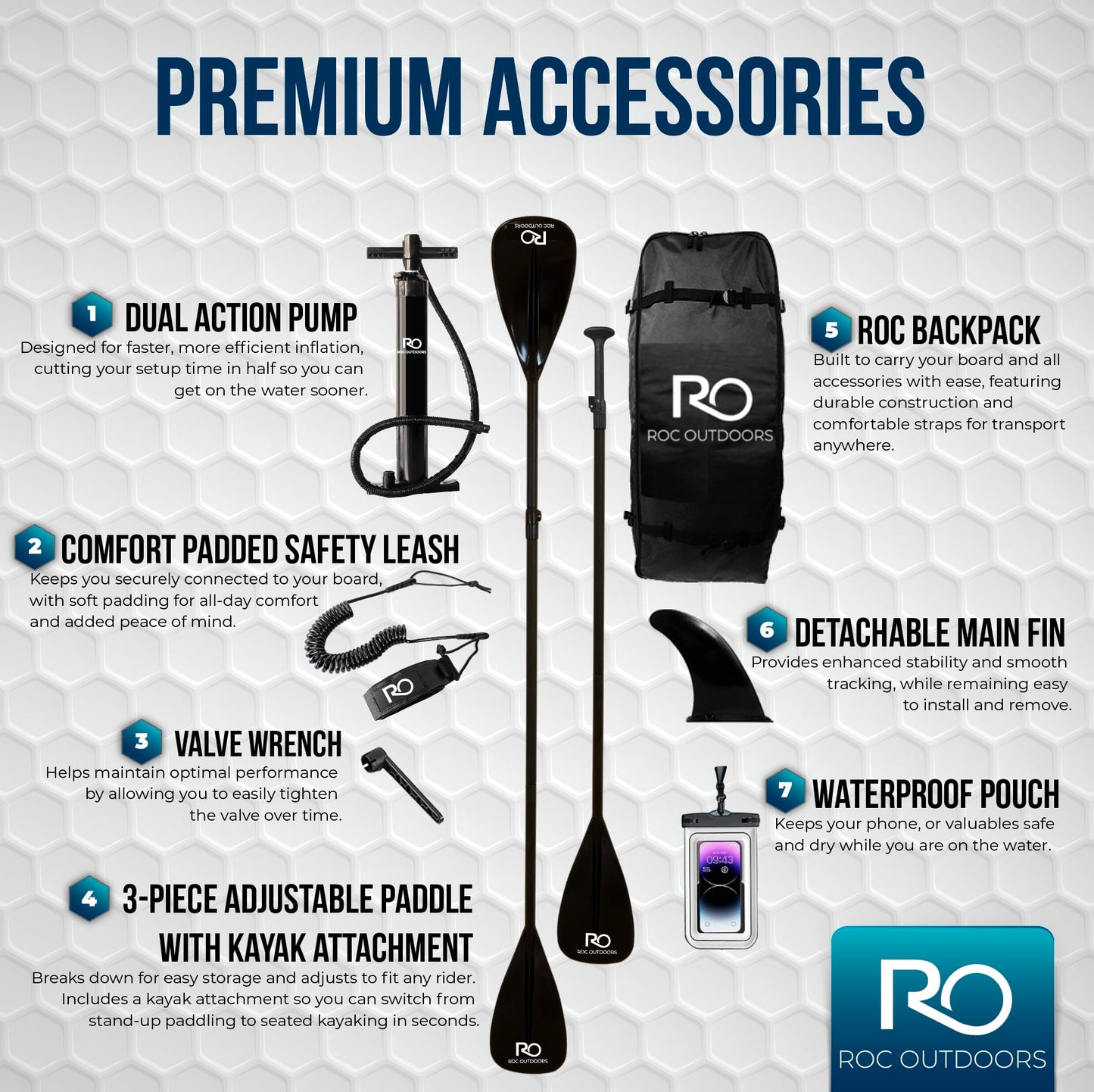 Roc Inflatable Stand Up Paddle Board with Premium SUP Paddle Board Accessories, Wide Stable Design, Non-Slip Comfort Deck for Youth & Adults (Vesper W/Kayak Seat)