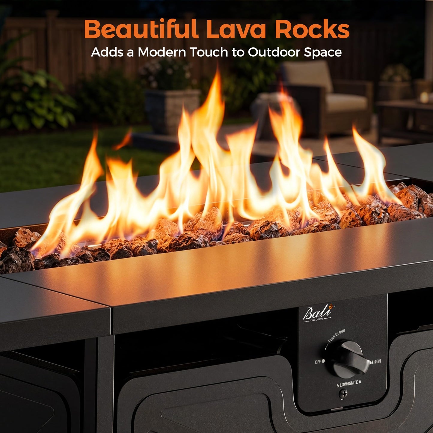 BALI OUTDOORS Propane Fire Pit Patio Outdoor Fire Pit Table Large Firepits for Outside Black