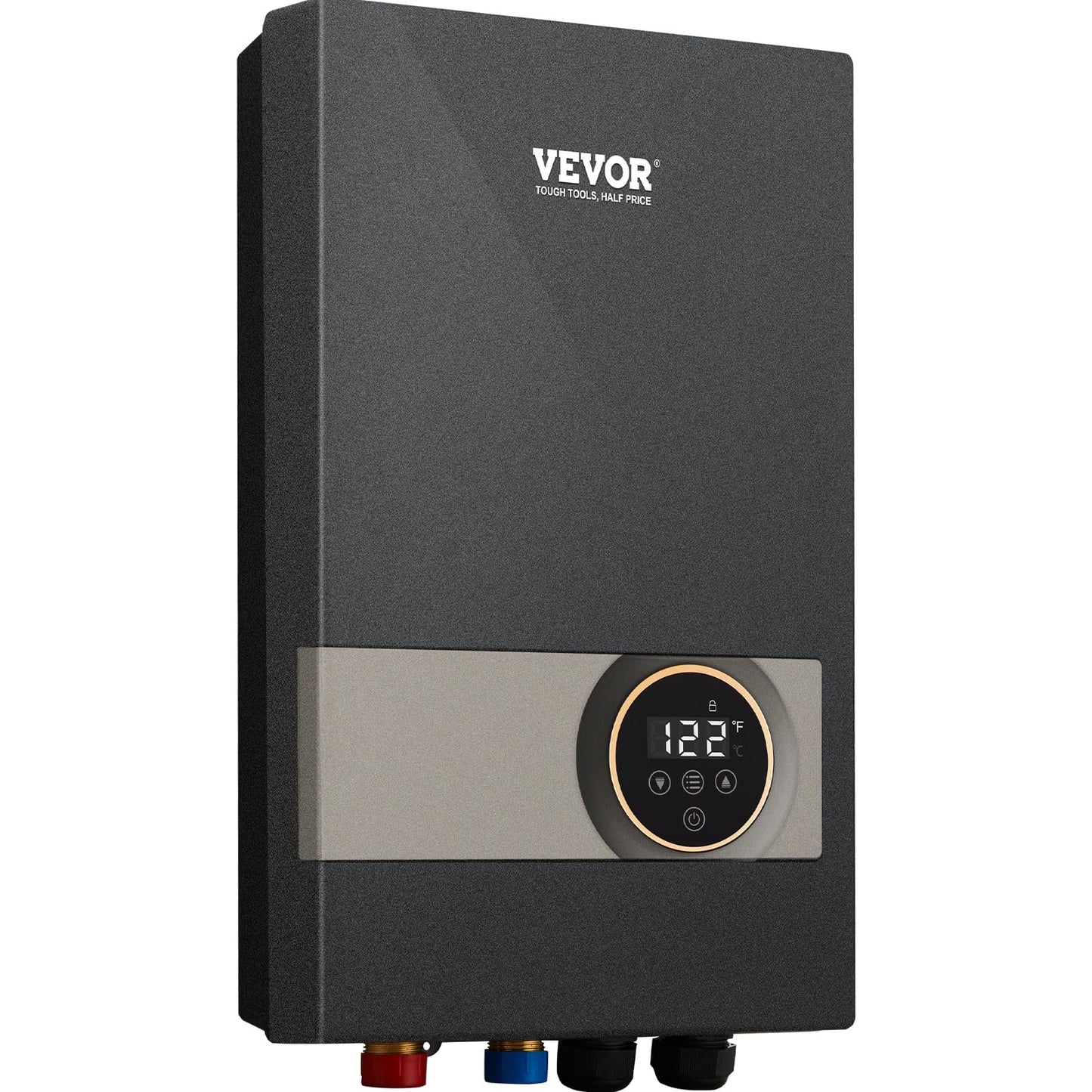VEVOR Tankless Water Heater Electric, 18KW 240V Black Instant Water Heater, LCD Touch Screen, Digital Temperature Display, Child Security Lock, On Demand for Bathroom, Kitchen, Shower, Mall, Salon