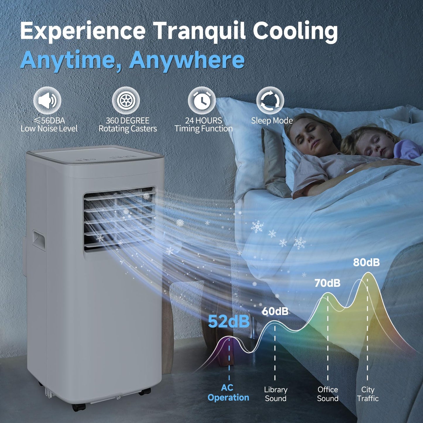 Portable Air Conditioners, 3-in-1 8500 BTU Cooling Unit with Fan & Dehumidifier for Room, Quiet Operation, Cools up to 450 sq.ft, Complete Window Installation Kit for Home Office