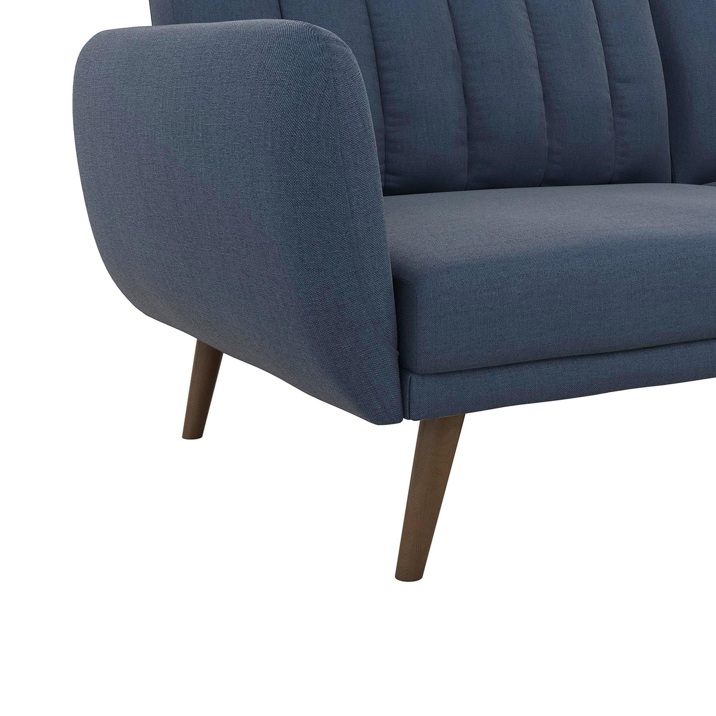 Novogratz Brittany Sofa Futon, Premium Linen Upholstery and Wooden Legs, Blue Linen