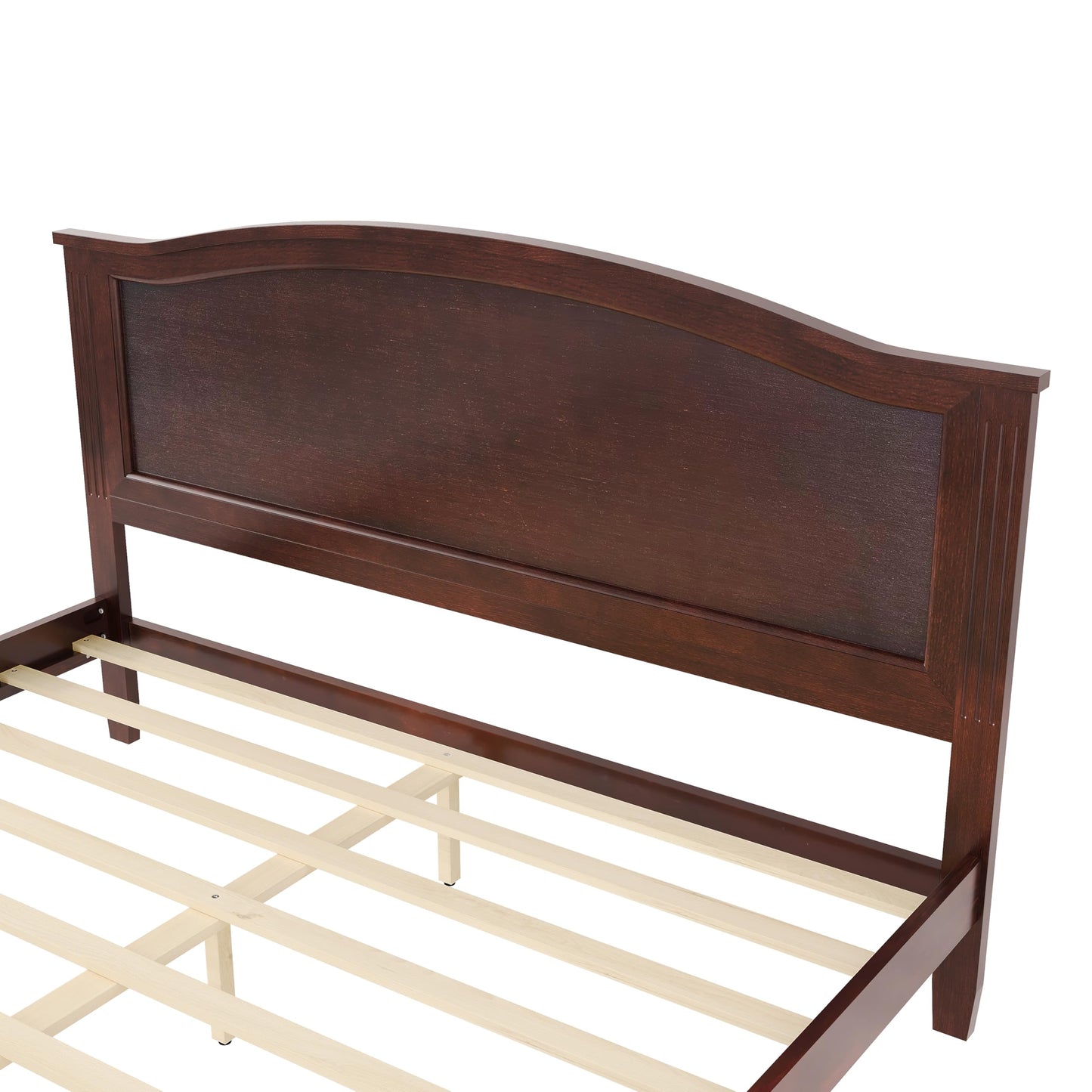 Merax Queen Size Classic Platform Bed with Headboard, Wood Bed Frame with Sturdy Slat and Support Legs, Underbed Storage Space, No Box Spring Needed, Espresso