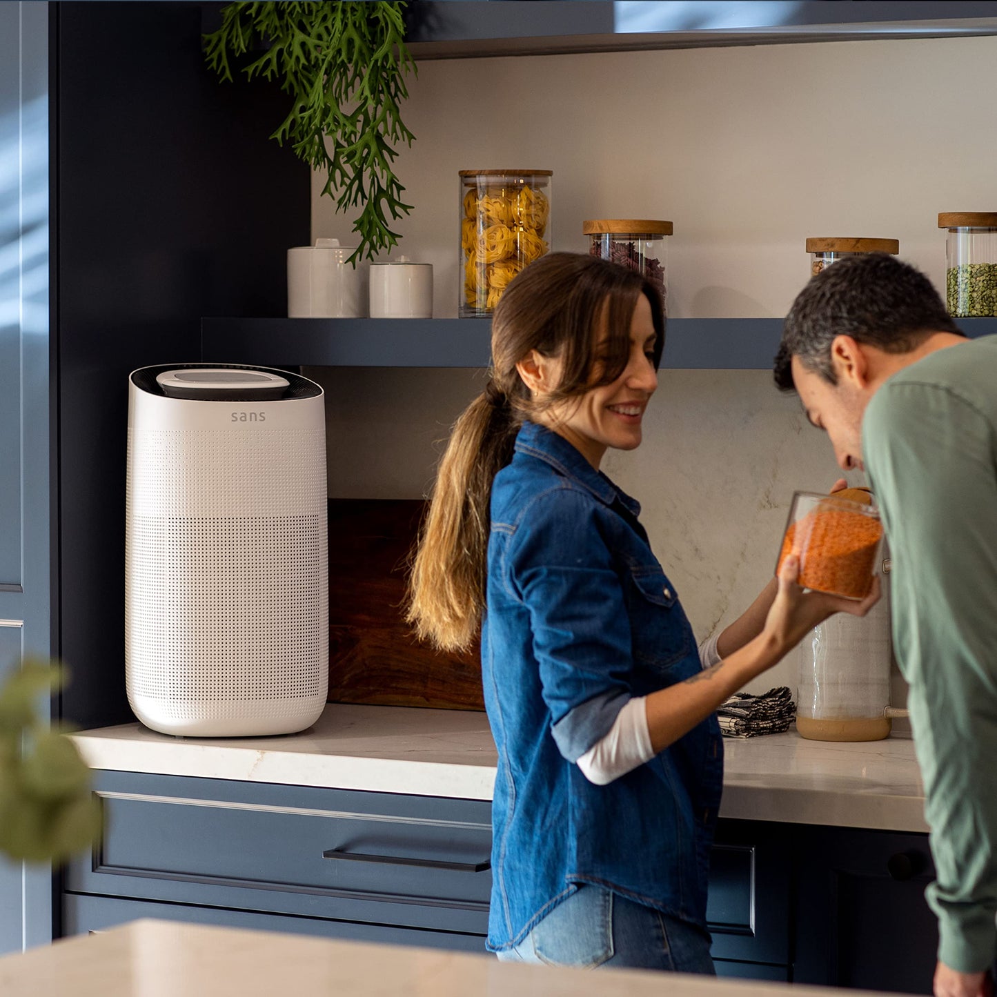 Sans True HEPA Air Purifier for Extra Large Rooms (1,854 sq ft) | UV-C Light Layer & Carbon Odor Absorption | Quiet 35dB Auto-Mode, Captures Smoke, Dust & Allergens (White)