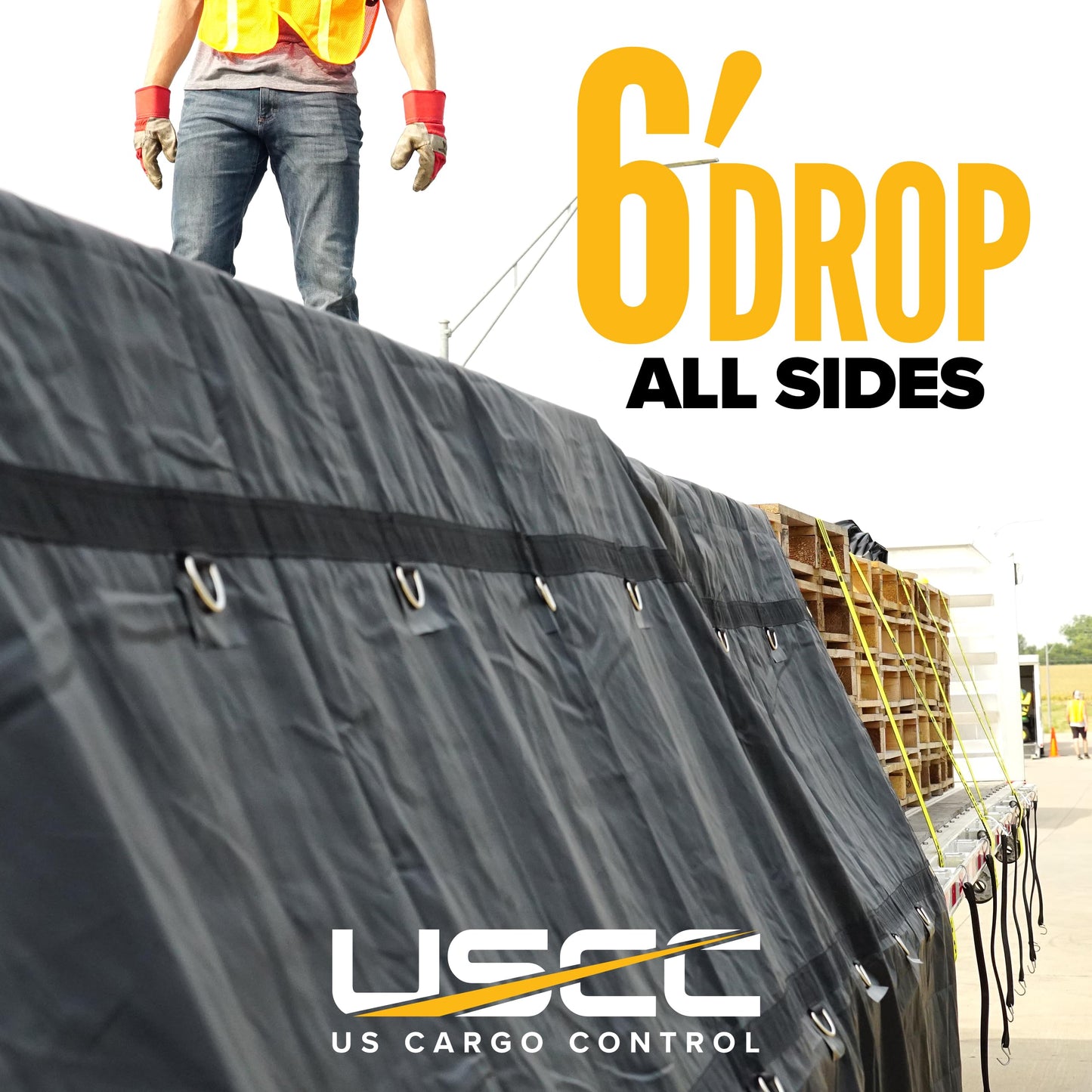 US Cargo Control Lightweight Steel Tarp - 20 Foot x 16 Foot Flatbed Tarp - 14 Ounce PVC-Coated Polyester Waterproof Material - Protects Your Flatbed Trailer Cargo from Wind, Snow, Rain, and Sun