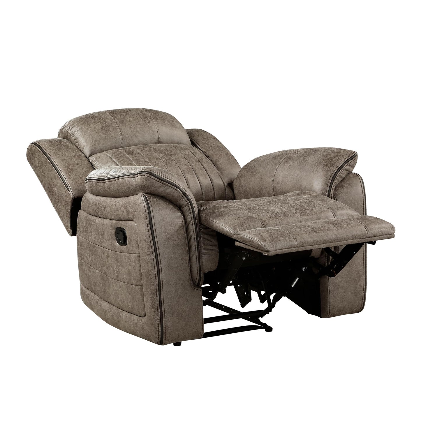 Lexicon Recliner Chair, Home Theater Seating, Manual Polished Microfiber Upholstery Reclining Chair, 39.5" W Recliner, Sandy Brown