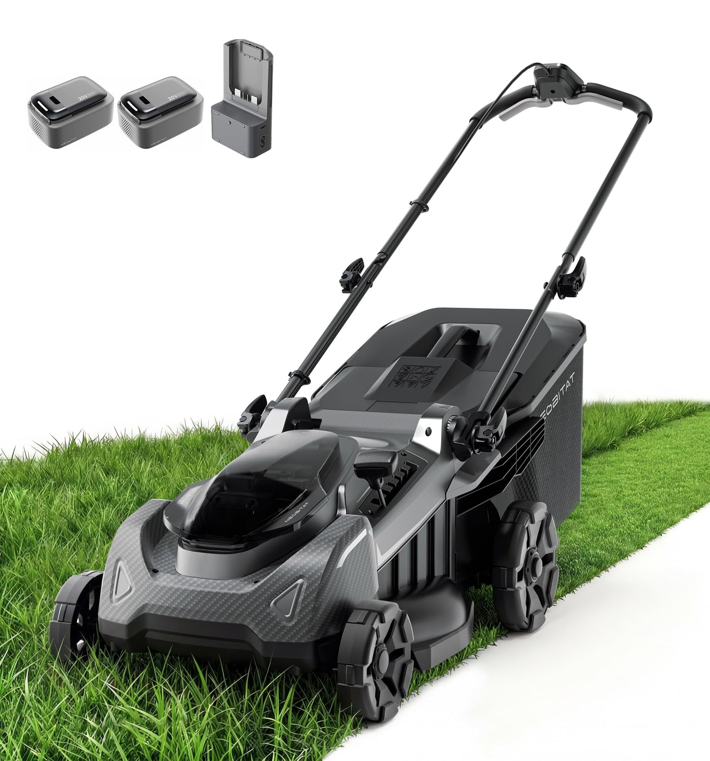 Neobitat 40V 18'' Self-Propelled Lawn Mower, 2-in-1 Mulching/Bagging Brushless Cordless Electric Lawn Mower with 6-Position Height Adjustment, Include 5.0Ah Battery x 2 and Rapid Charger