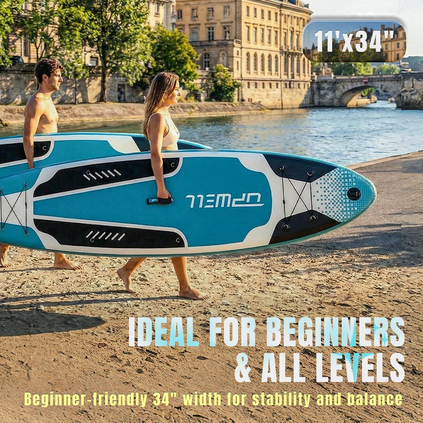 UPWELL Inflatable Stand Up Paddle Board Premium SUP Modular Paddle Boards for Adults, 11' Blow up Paddle Boards 6” Thick, Cyclone