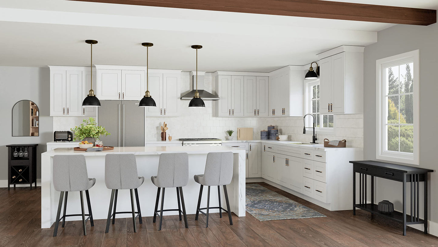 Design House Brookings Shaker Unassembled Corner Wall Kitchen Cabinet WAC2430, 24 W x 12 D x 30 H, Painted White, Solid Wood, 561779
