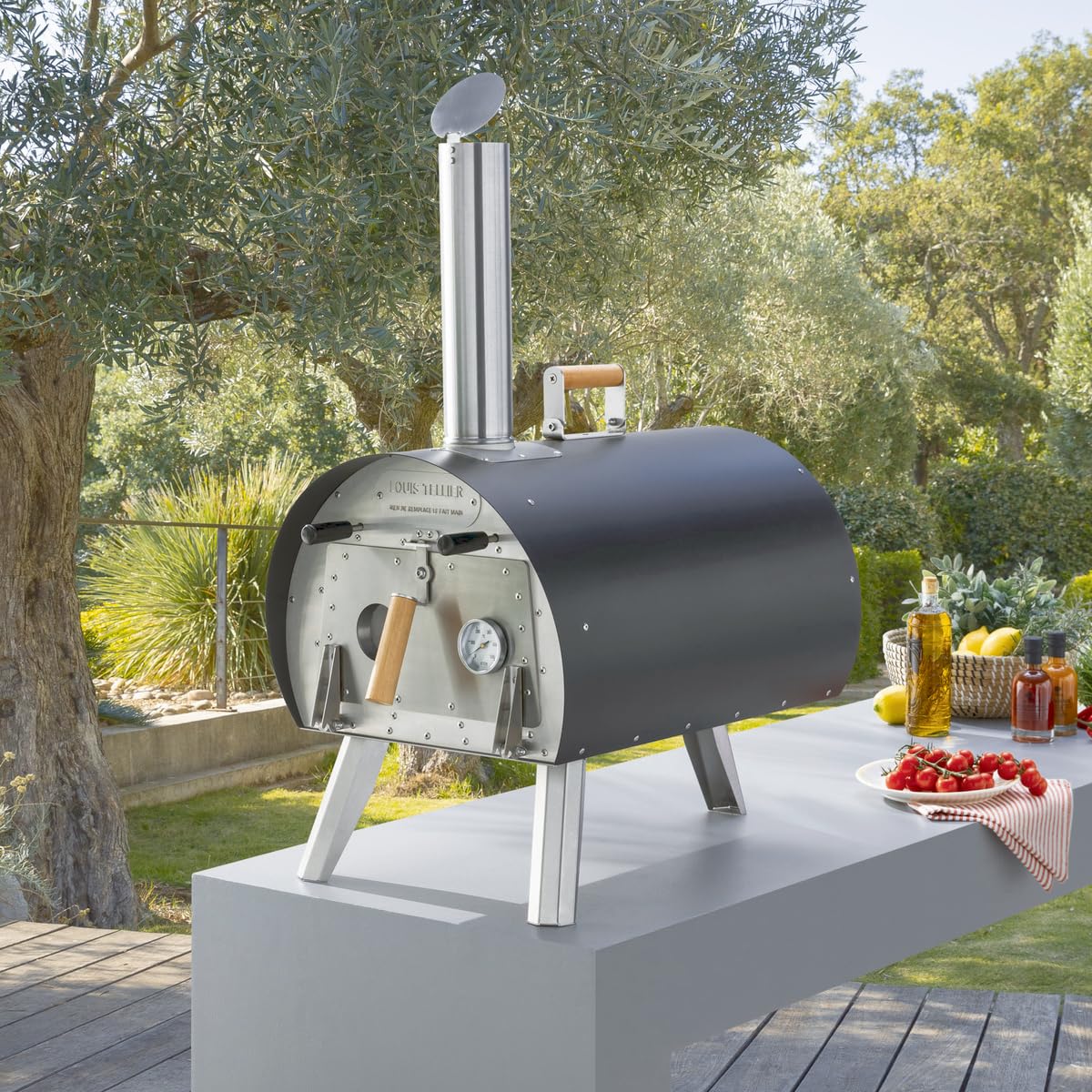 LOUIS TELLIER - MARCEL Wood Fired Outdoor Oven - Portable Oven for Camping, Picnics, and Backyard Cooking - Black