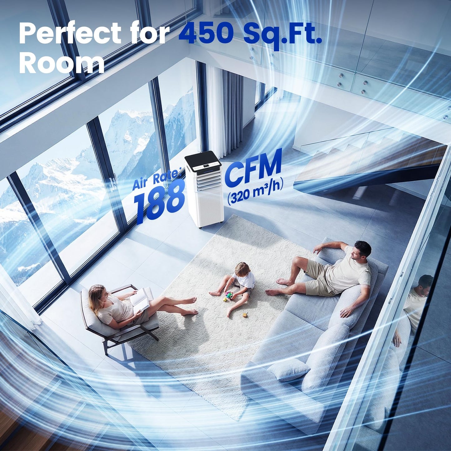 10000 BTU Portable Air Conditioners, Portable AC up to 450 Sq.Ft,4 in 1 Portable AC Unit with Cool,Dehumidifier,Fan Modes&Sleep,Remote Control&24H Timer,AC Unit for Bedrooms