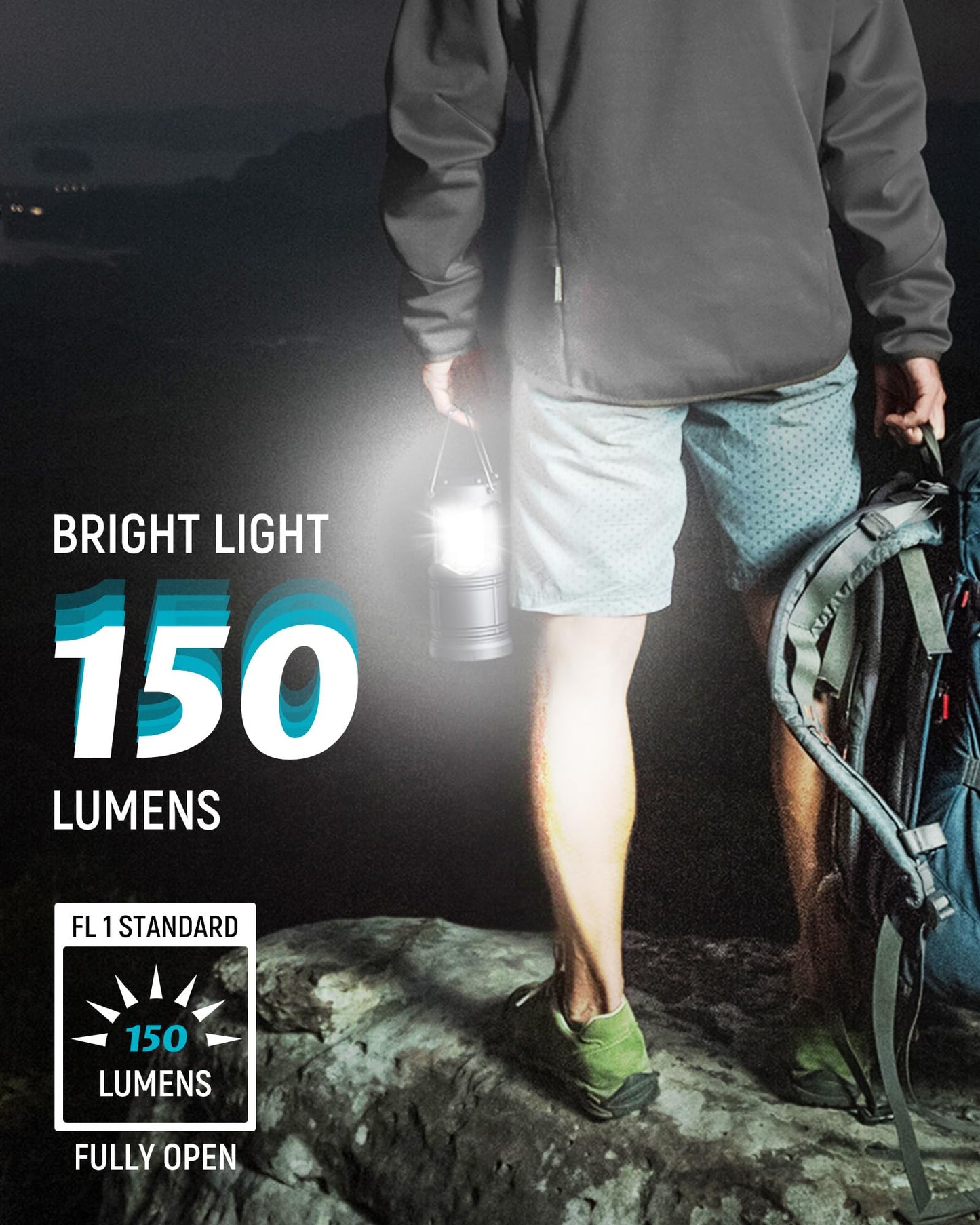 Lichamp LED Camping Lanterns 4 Pack, Battery Powered, Collapsible, Portable, Medium Size, Gray, Model A4GY