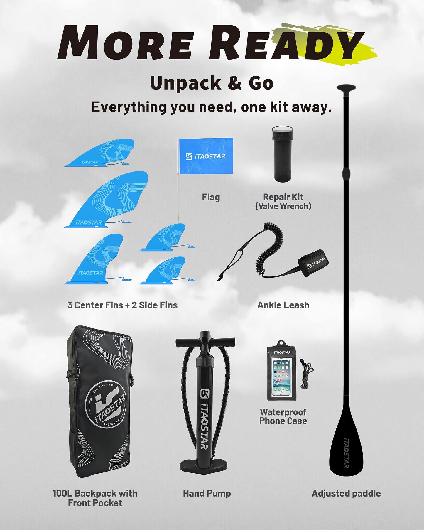 iTAOSTAR M01D 11’×33" Stand Up Paddle Board - Premium SUP Board Kit with 5 Fins - Inflatable Paddleboard for Adults & Youth - All Skill Levels - for Lakes, Oceans & Fishing