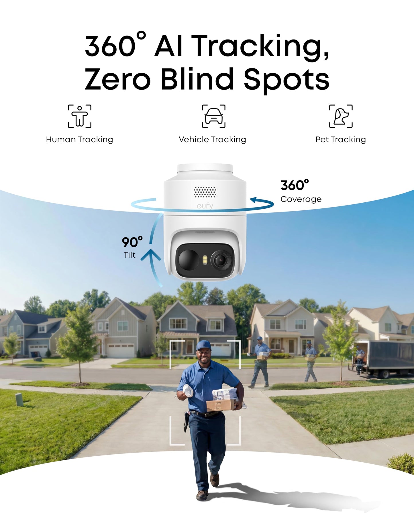 eufy Security eufyCam C37 4-Cam Kit, 360° Pan and Tilt Auto Tracking, Security Cameras Wireless Outdoor, 2K Solar Powered, Human/Vehicle/Pet/Face AI Detection, No Monthly Fee, Built-in Local Storage