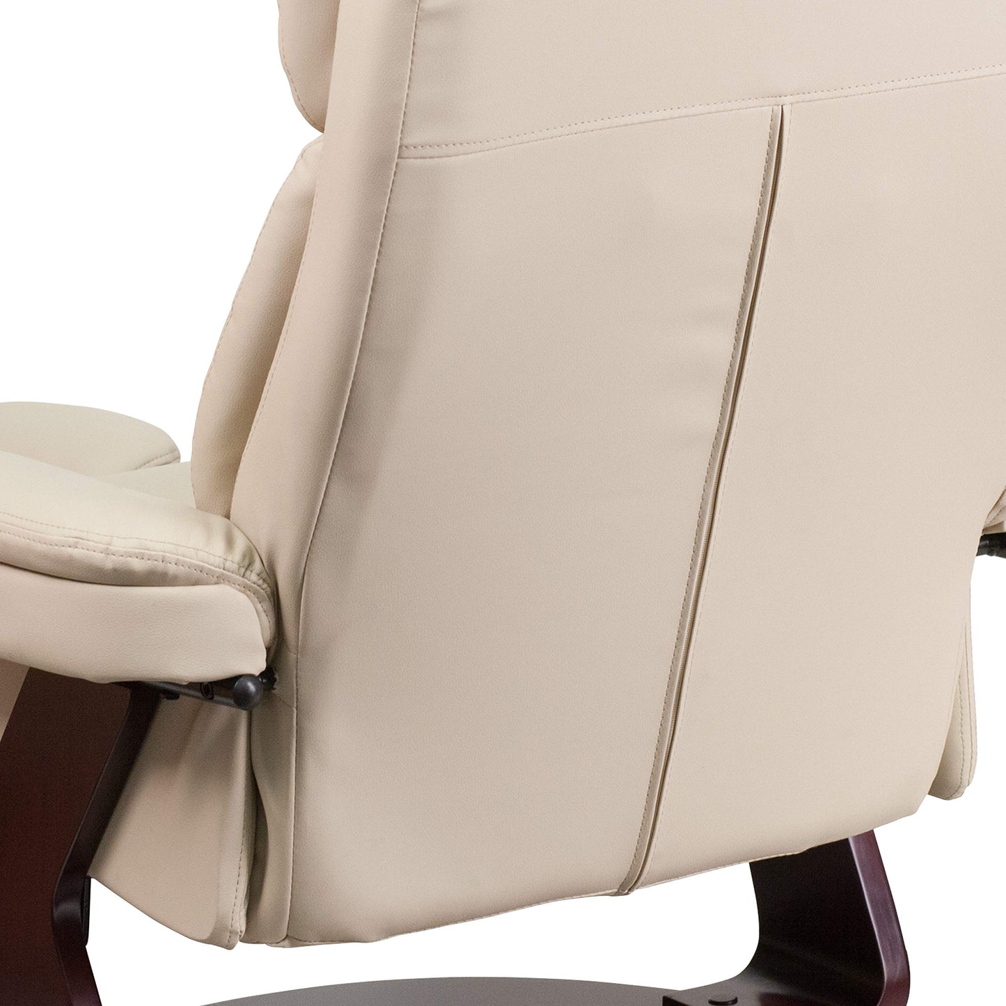 Flash Furniture Allie LeatherSoft Upholstered Recliner with Ottoman Footrest, Padded Swiveling Recliner Chair and Ottoman Set, Beige