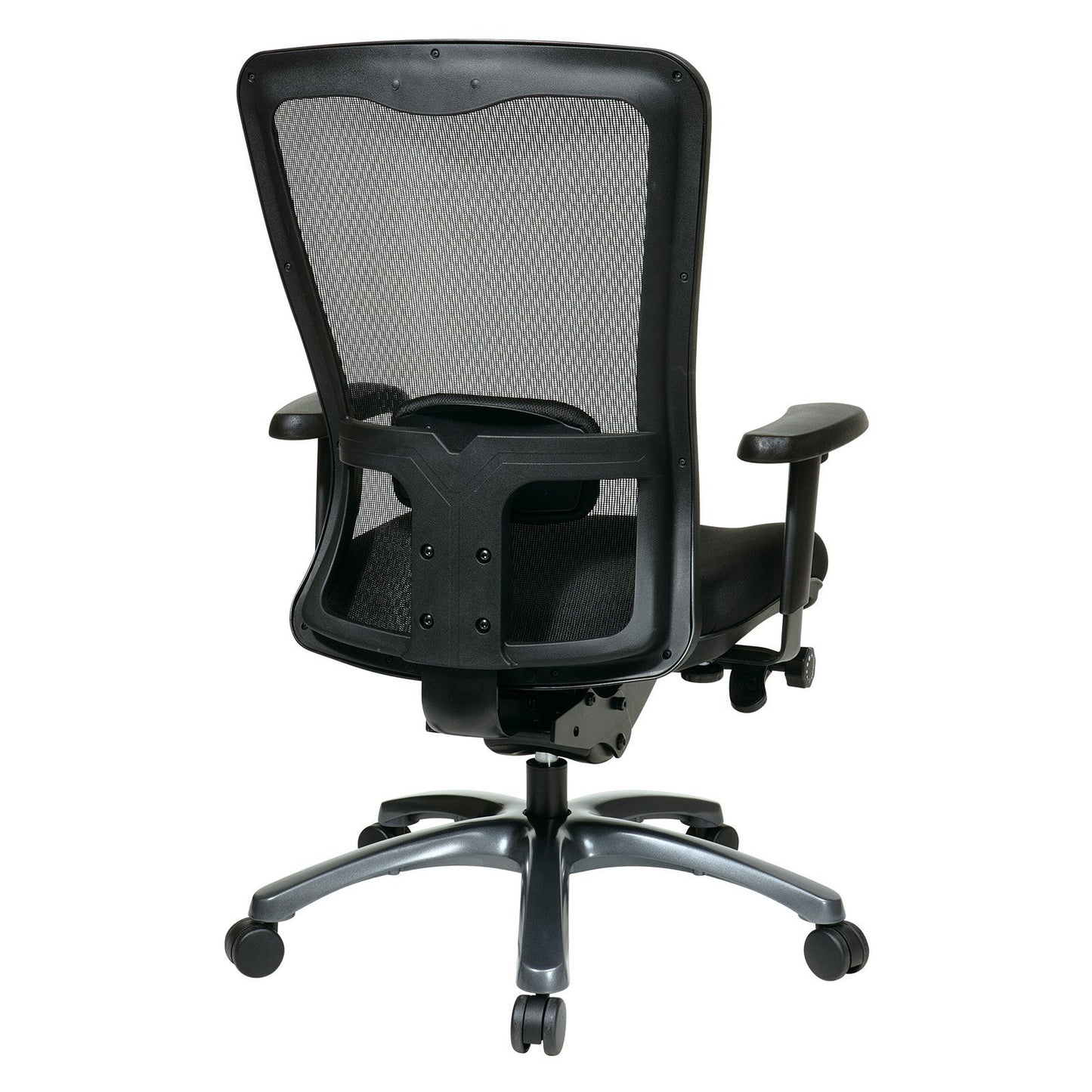 Office Star ProGrid High Back Professional Manager's Office Chair with Breathable Mesh and Adjustable Lumbar Support, Titanium Finish Base with Coal FreeFlex Fabric