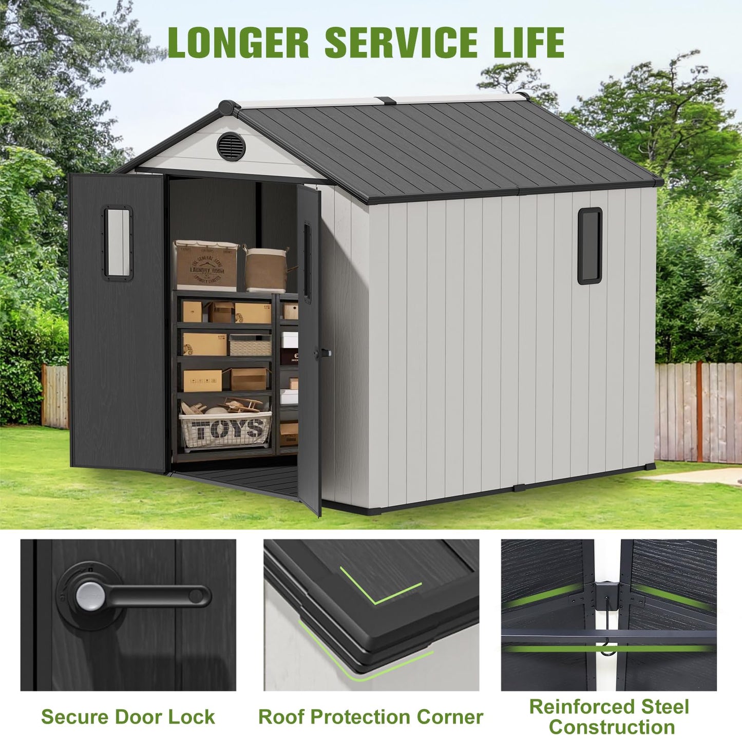 COOS BAY 8x8 Outdoor Storage Shed with Floor