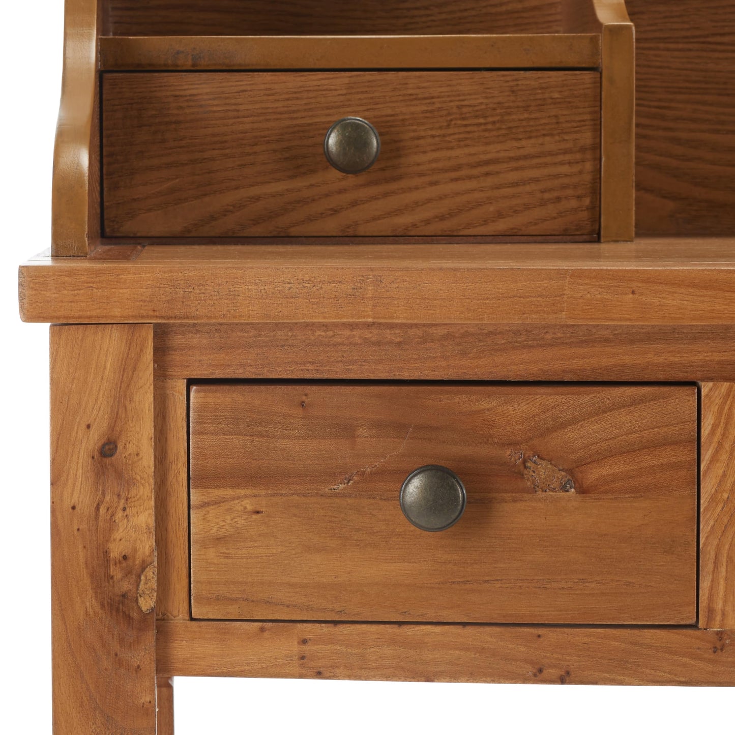 SAFAVIEH Furniture - Landon 5-Drawer Writing Desk - Oak - Solid Wood - Classic Hutch Design - Ideal for Home Office, Living Room, Den, 36.2"W x 19.1"D x 40.5"H (AMH6516A)