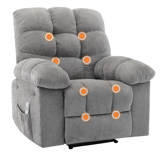 21.4'' Wide Recliner Chair,Massage & Heat Recliner Chair for Adults,Home Theater Seating with Lumbar Support,Ergonomic Breathable Fabric Nursery Rocking Chairs for Living Room