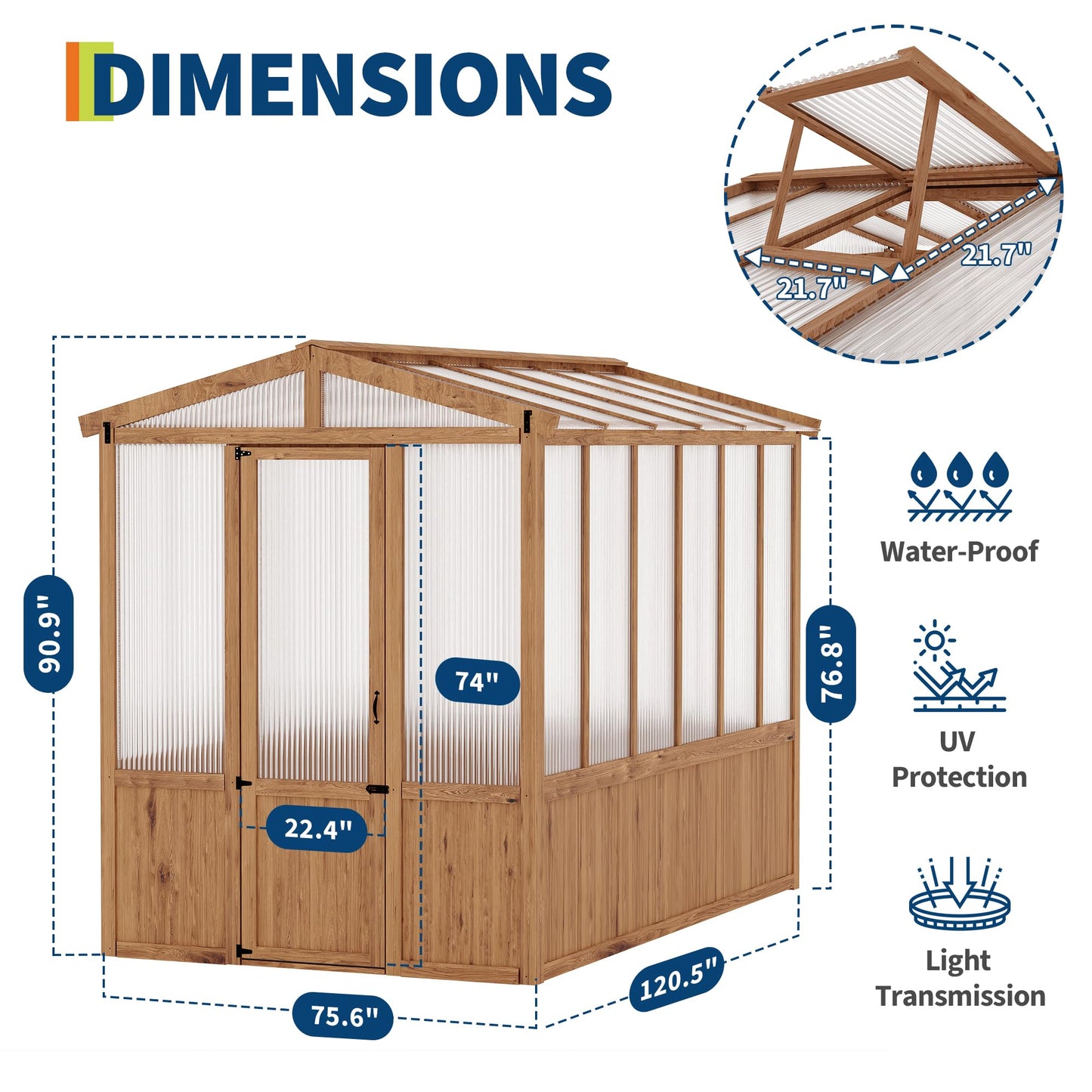 GarveeLife 6x10FT Wooden Greenhouses for Outdoors, Wooden Walk-in Green House with Cedar Frame, Greenhouse Kit with 6MM Thick Polycarbonate Panel