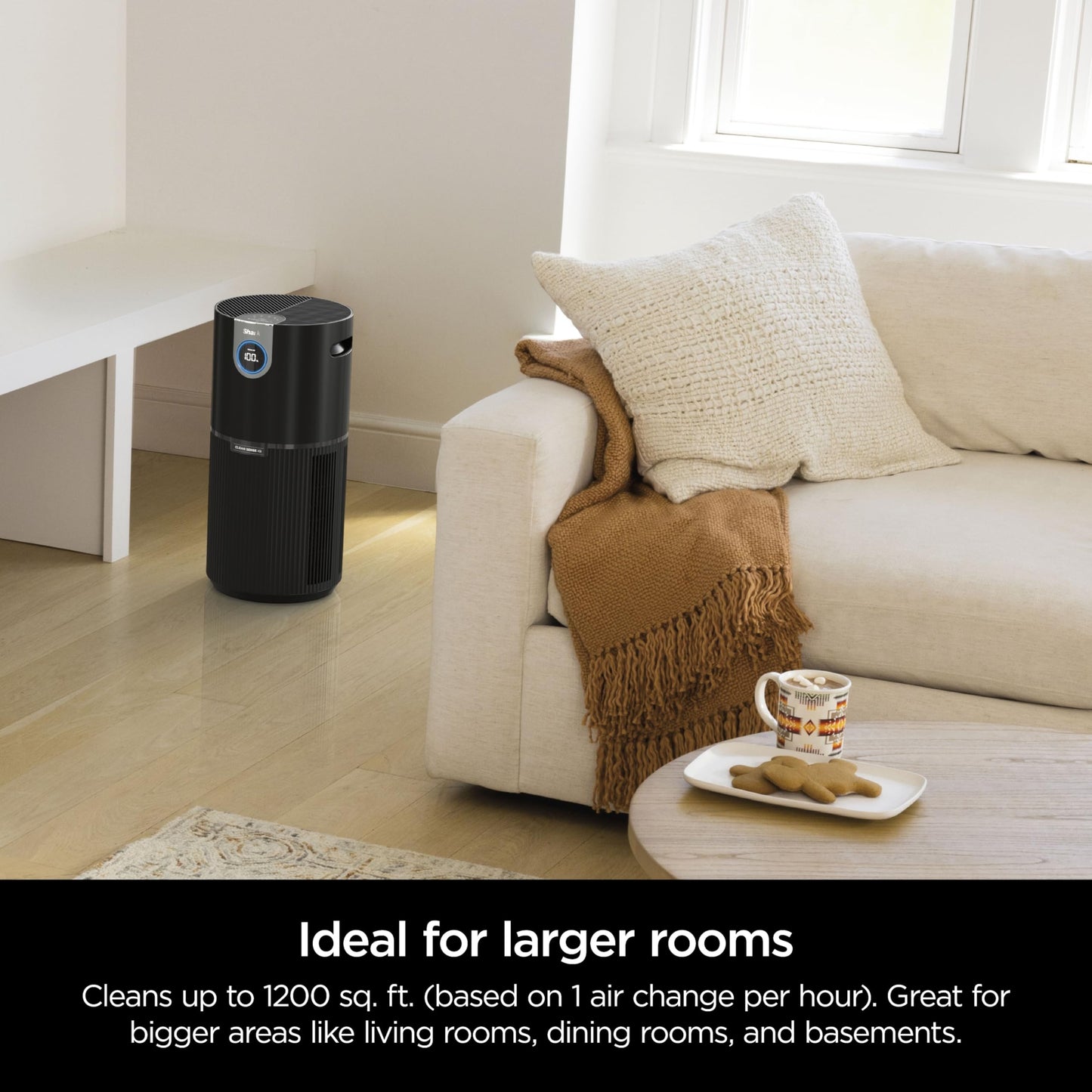 Shark Air Purifier for Home, Office, and Bedroom, Clean Sense Technology, HEPA Air Filter, 1200 Sq Ft, Captures 99.98% of Particles, Pet Dander, Pollutants, Dust, Smoke, Allergens & Smells, HP202