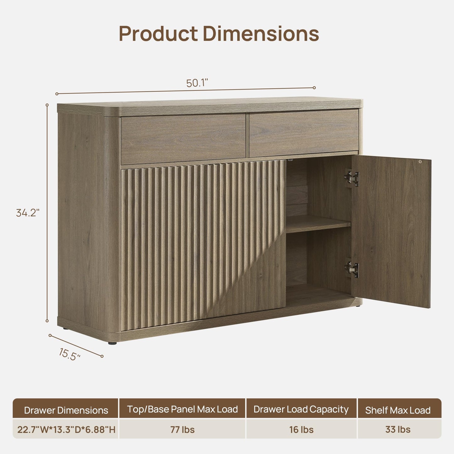 SICOTAS Buffet Cabinet with Storage - Storage Cabinet Sideboard with Doors & Shelves Accent Credenza Buffet Table with 2 Drawer Buffets & Sideboards for Living Room Dining Room Kitchen Entryway Office