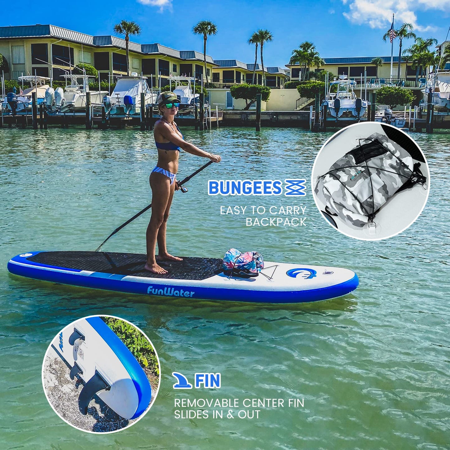 FunWater Stand Up Paddle Board Ultra-Light Inflatable Paddleboard with SUP Accessories for Adults & Youth of All Skill Levels