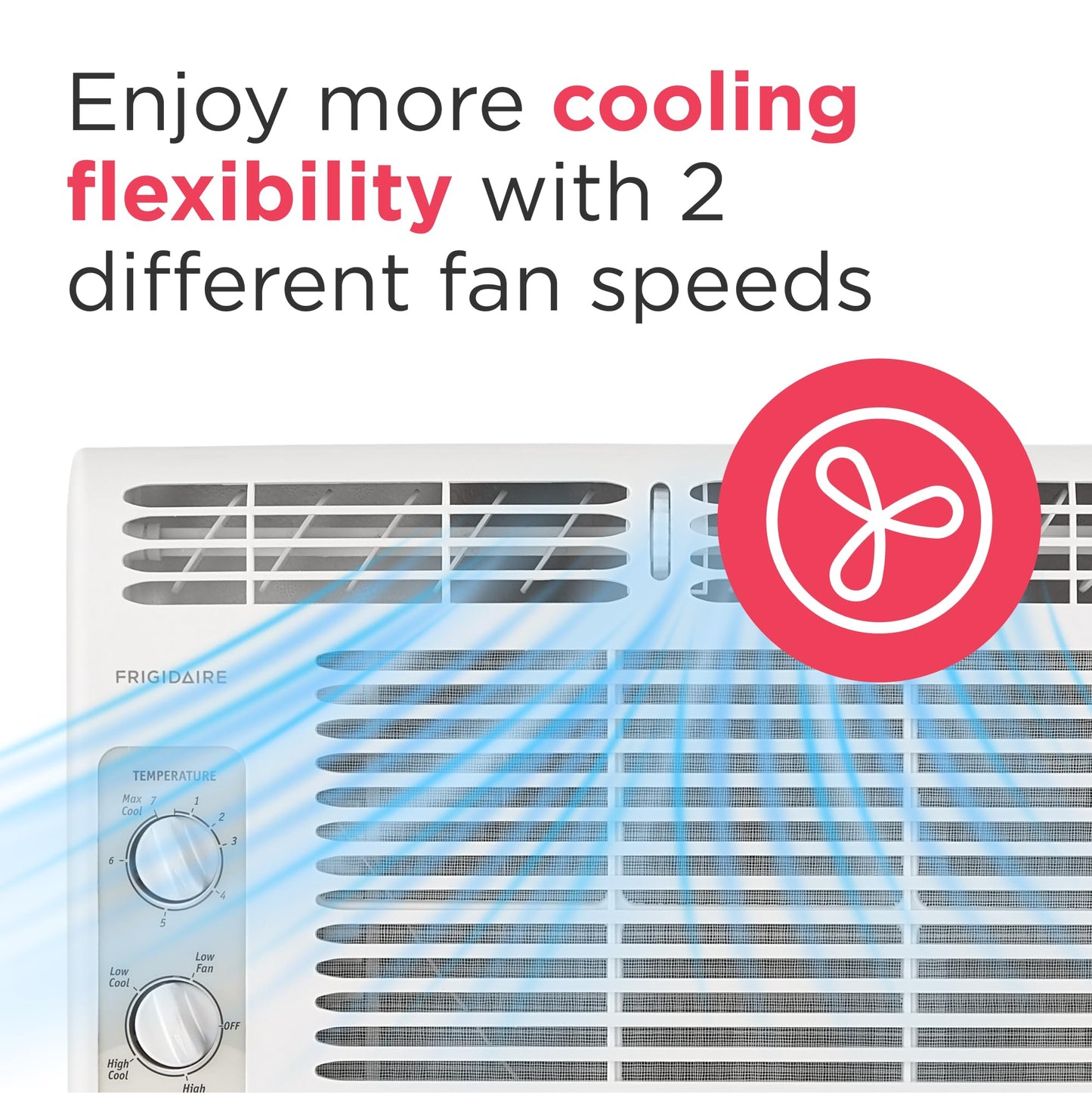 Frigidaire 5,000 BTU Window-Mounted Air Conditioner, Cools Up to 150 Sq. Ft., Quiet Operation, Effortless Temperature Control, 2 Fan Speeds, Auto Restart, White