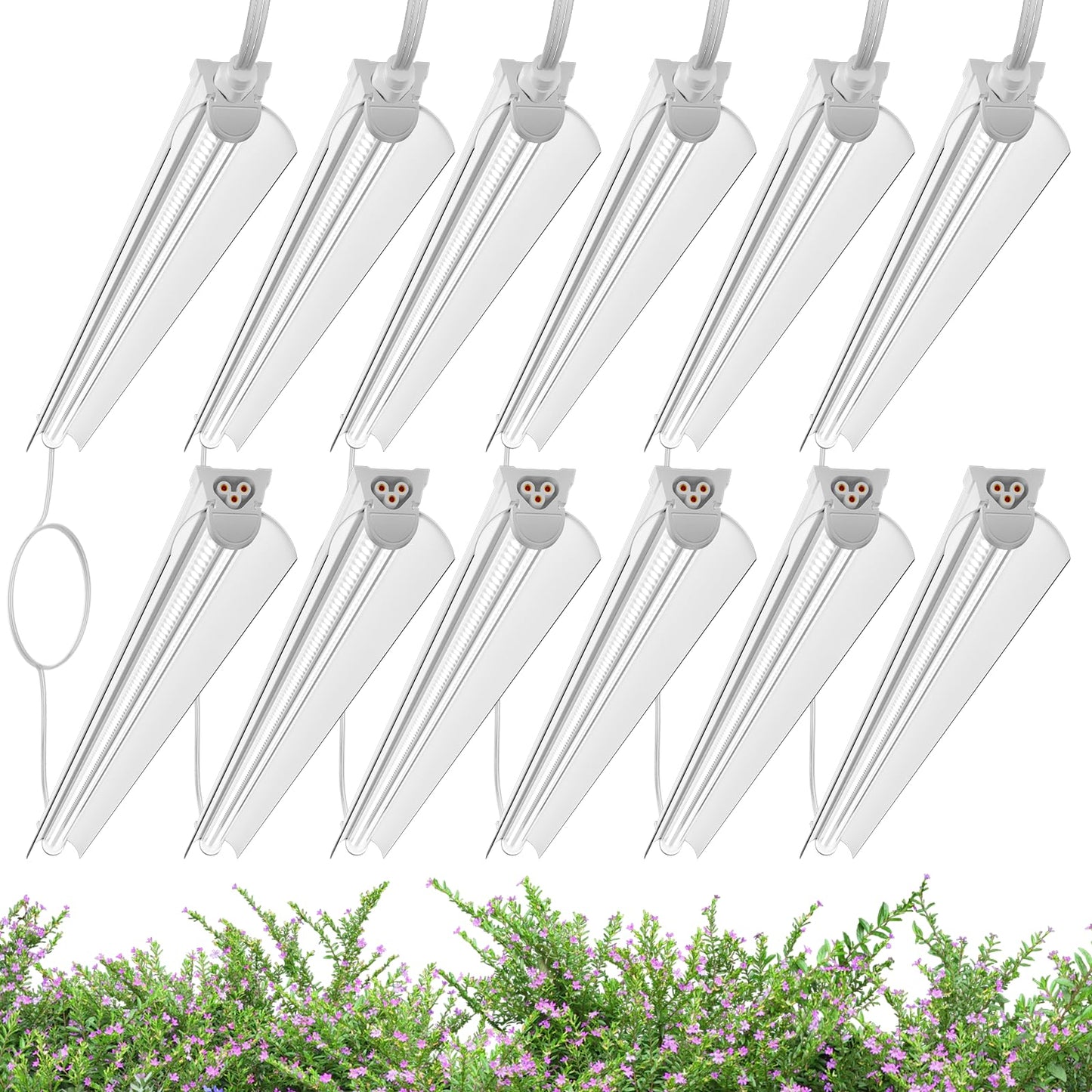4FT Grow Lights for Indoor Plants,T8 5000K Full Spectrum Plant Light,540W(12 x 45W),LED Grow Light Strips with Timer, Aluminum Reflector,Linkable,Plant Growing Lamp Fixture for Greenhouse Indoor 12pcs