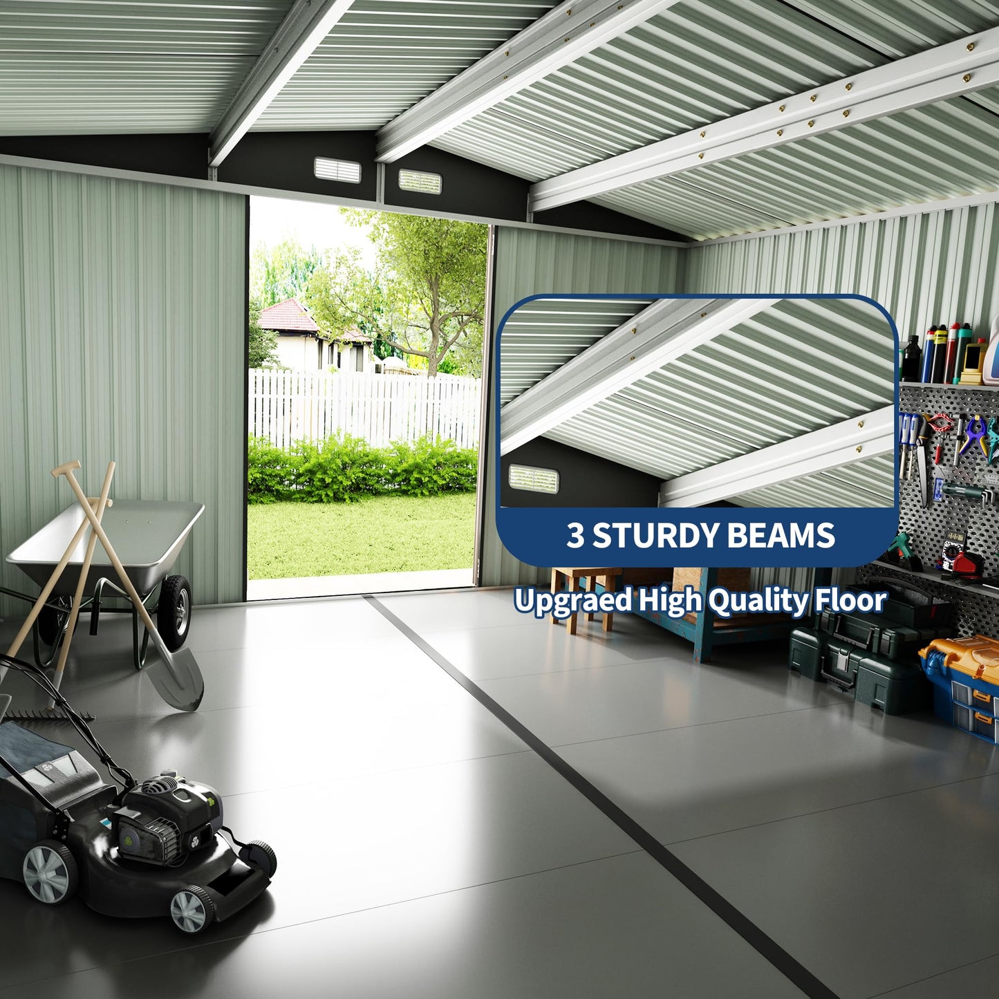 Metal Outdoor Storage Shed Kit, Lockable Door Utility Shed with Air Vent for Backyard Garden Patio Lawn