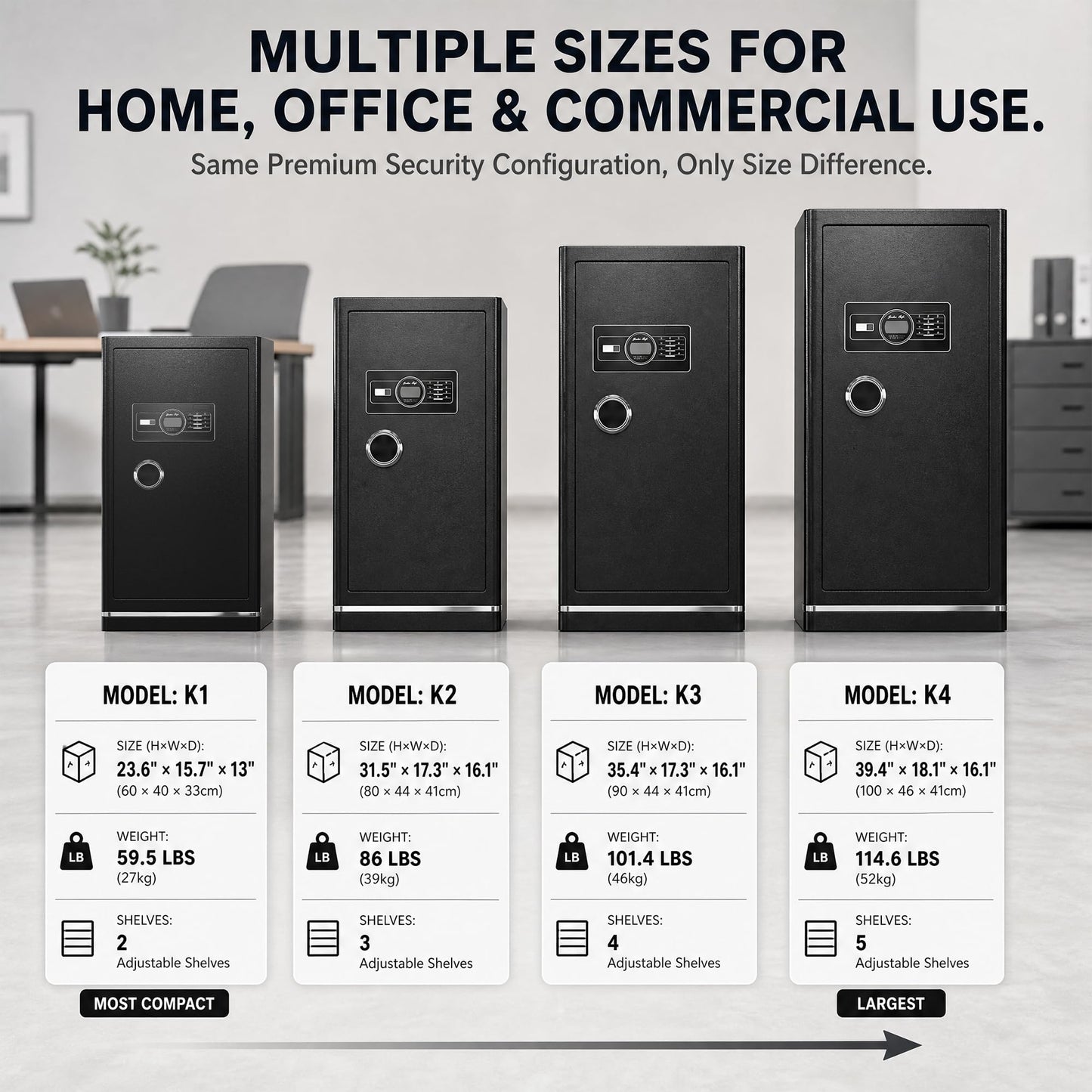 TOTOY 6.0 Cu Ft Heavy Duty Steel Fire Resistant Safe - Electronic Digital Combination Lock with Dual Key & Password – Visual LCD Large Safety Box, for Business Office Home Cash Documents Security