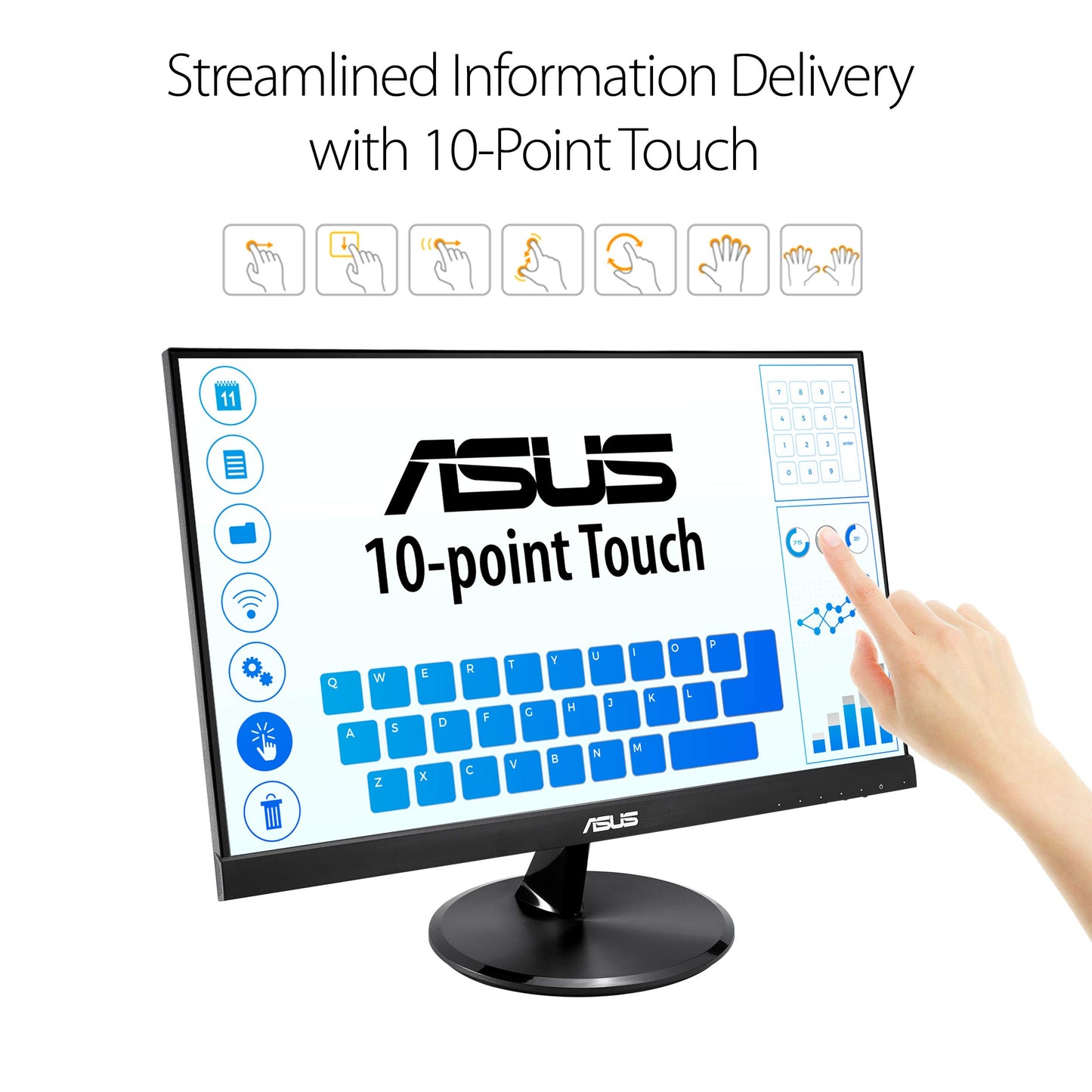 ASUS VT229H 21.5" Monitor 1080P IPS 10-Point Touch Eye Care with HDMI VGA, Black