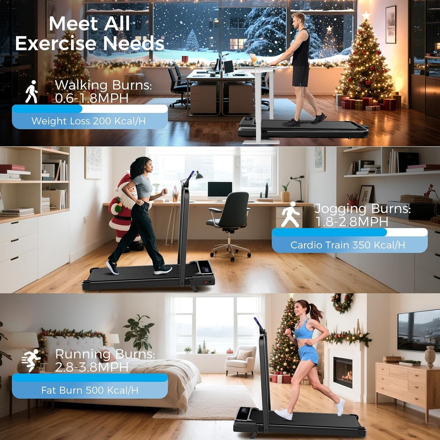 Walking Pad with Incline, 2.5HP Walking Pad Treadmill, 3 in 1 Portable Under Desk Treadmills for Home Small Space, Foldable Home Walk Pad with Remote Control, 350LBS Capacity