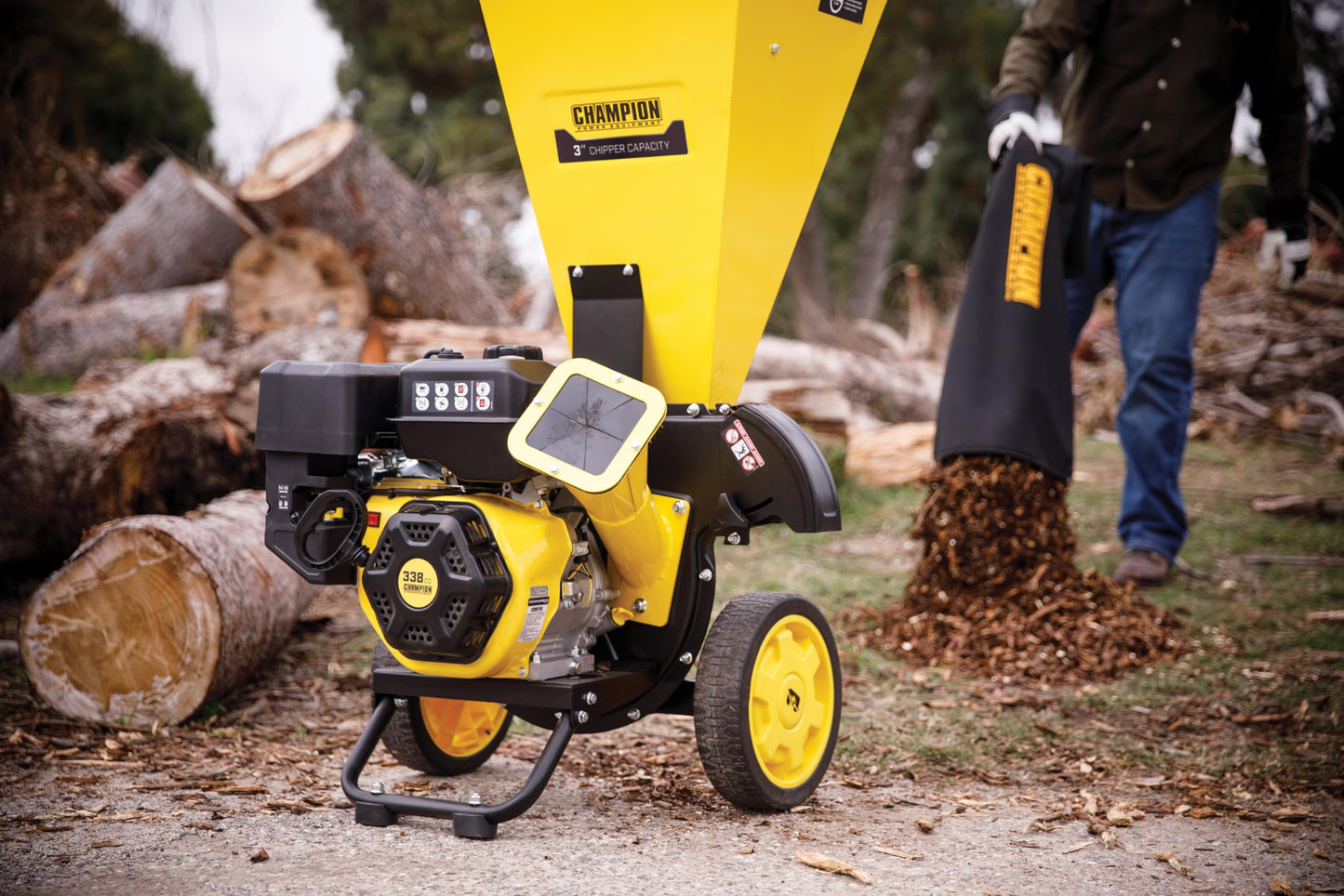 Champion Power Equipment 3-Inch Portable Chipper-Shredder with Collection Bag