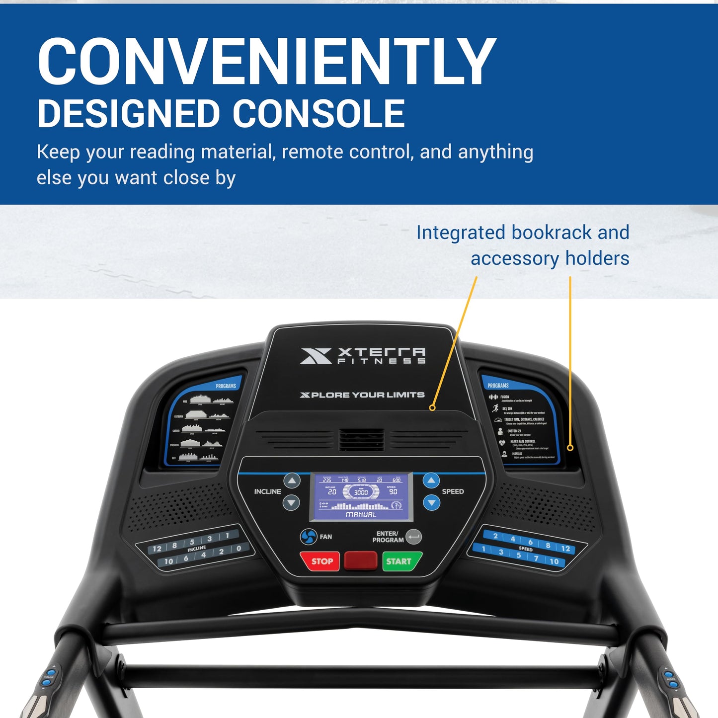 Xterra Fitness TR75 Sport Series Premium Folding Smart Treadmill, Handlebar Speed and Incline Controls, Large XTRASoft Cushioned Running Deck, Built-in FTMS-Enabled Bluetooth with XF Connect Fitness