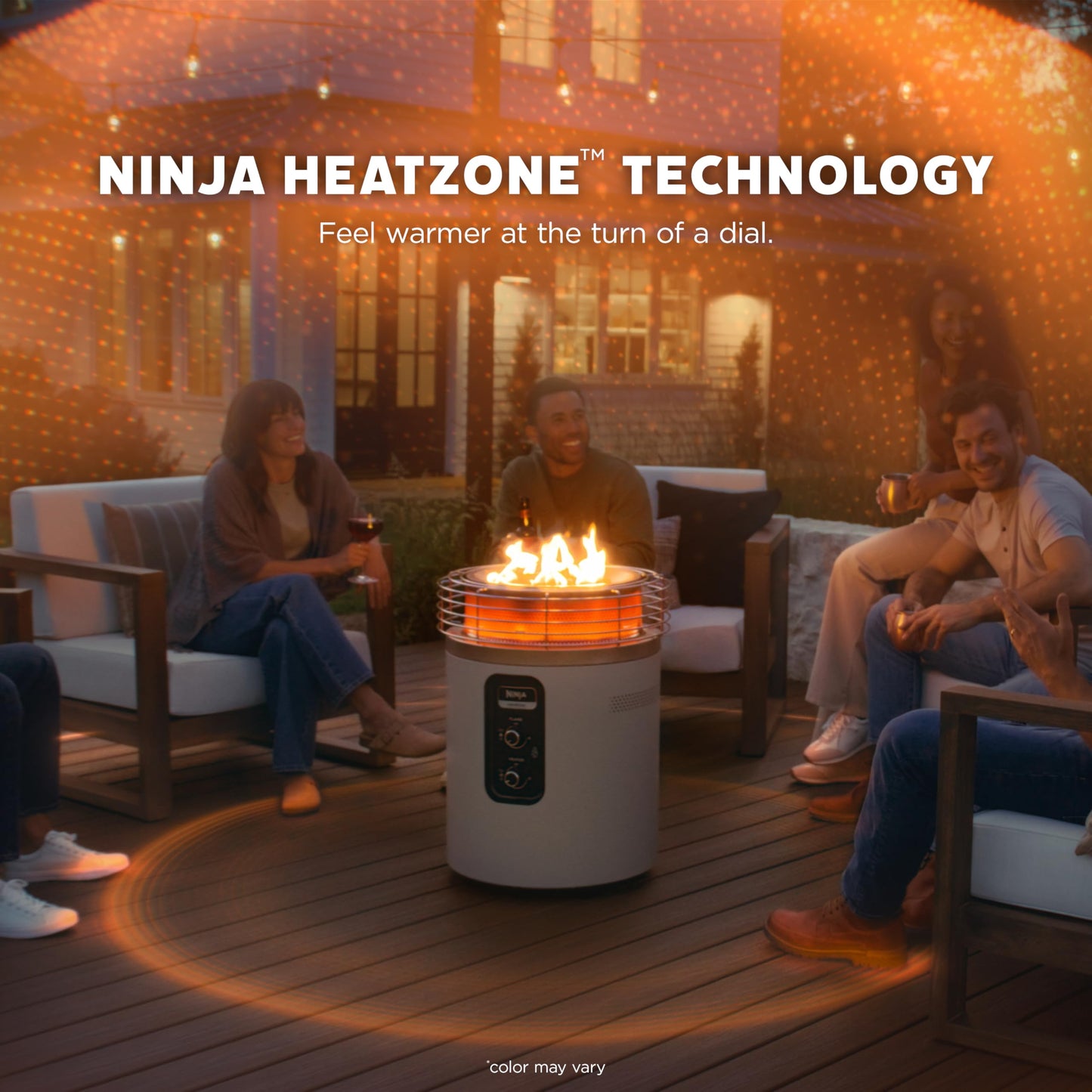 Ninja Fireside360™ Outdoor Heater and Fire Pit | 3 Modes with Flame and Heat Settings | Portable Smokeless Propane Design for Patio Deck and Camping | 80,000 BTU | Black | OF101BK