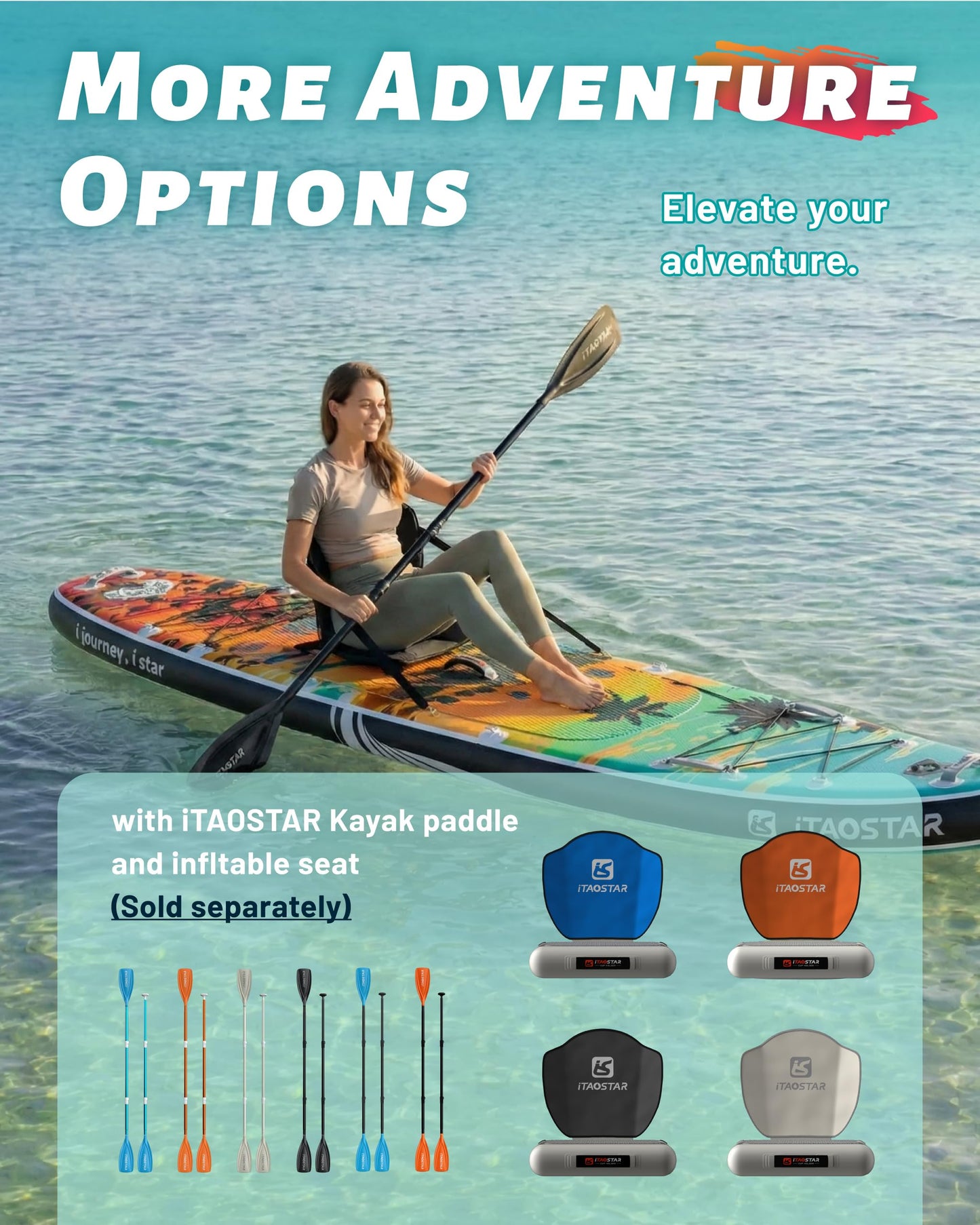 iTAOSTAR N02E 35" Extra Wide SUP for Enhanced Stability - Inflatable Stand Up Paddle Board - Premium Paddle Board Kit for Adults & Youth - All Skill Levels - Includes SUP Accessories