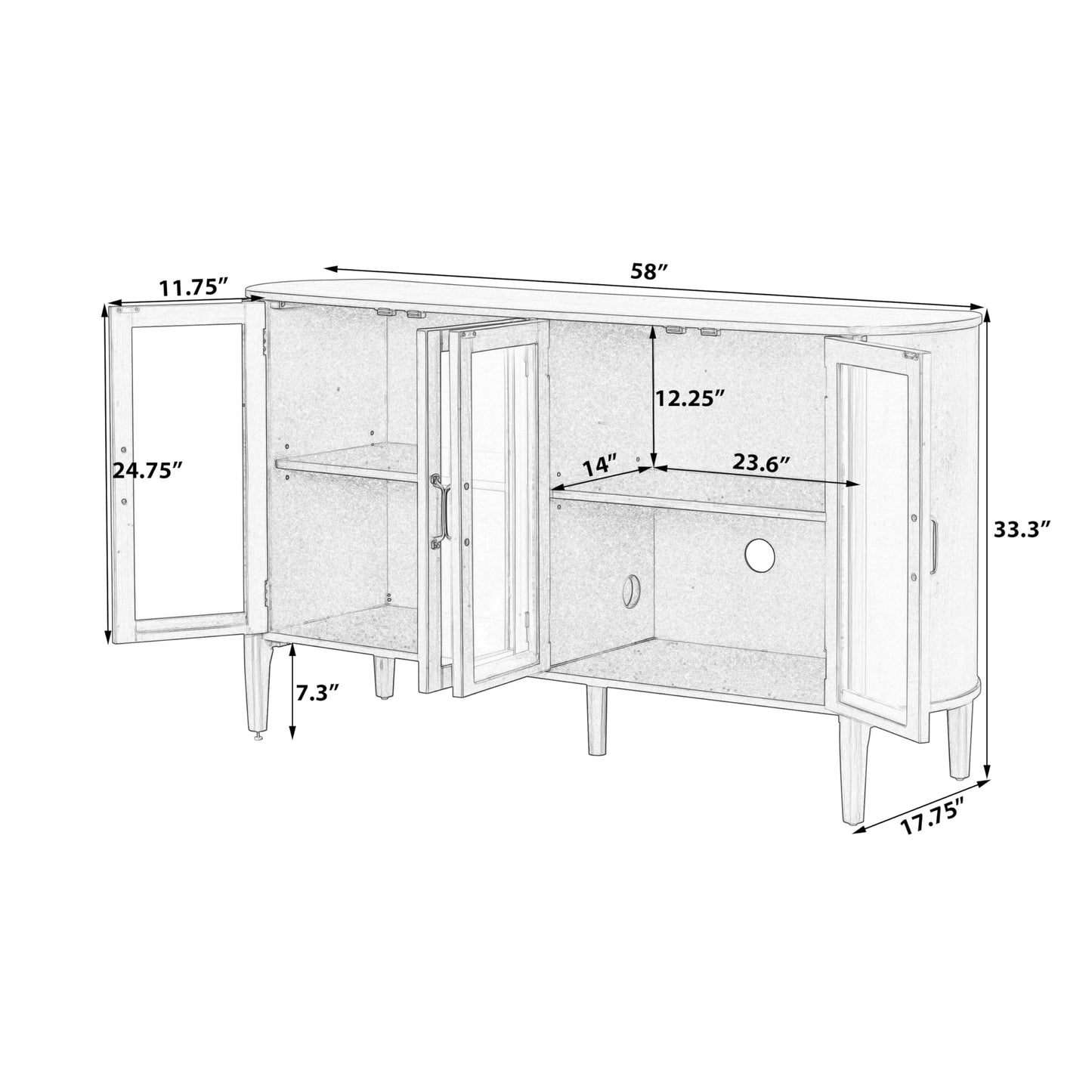 Christopher Knight Home Eileen Modern Storage Cabinet with 4 Doors, Large Size Buffet Cabinet with Storage and Adjustable Shelf, Wooden Sideboard Cabinet for Dining Room/Kitchen/Living Room, Natural