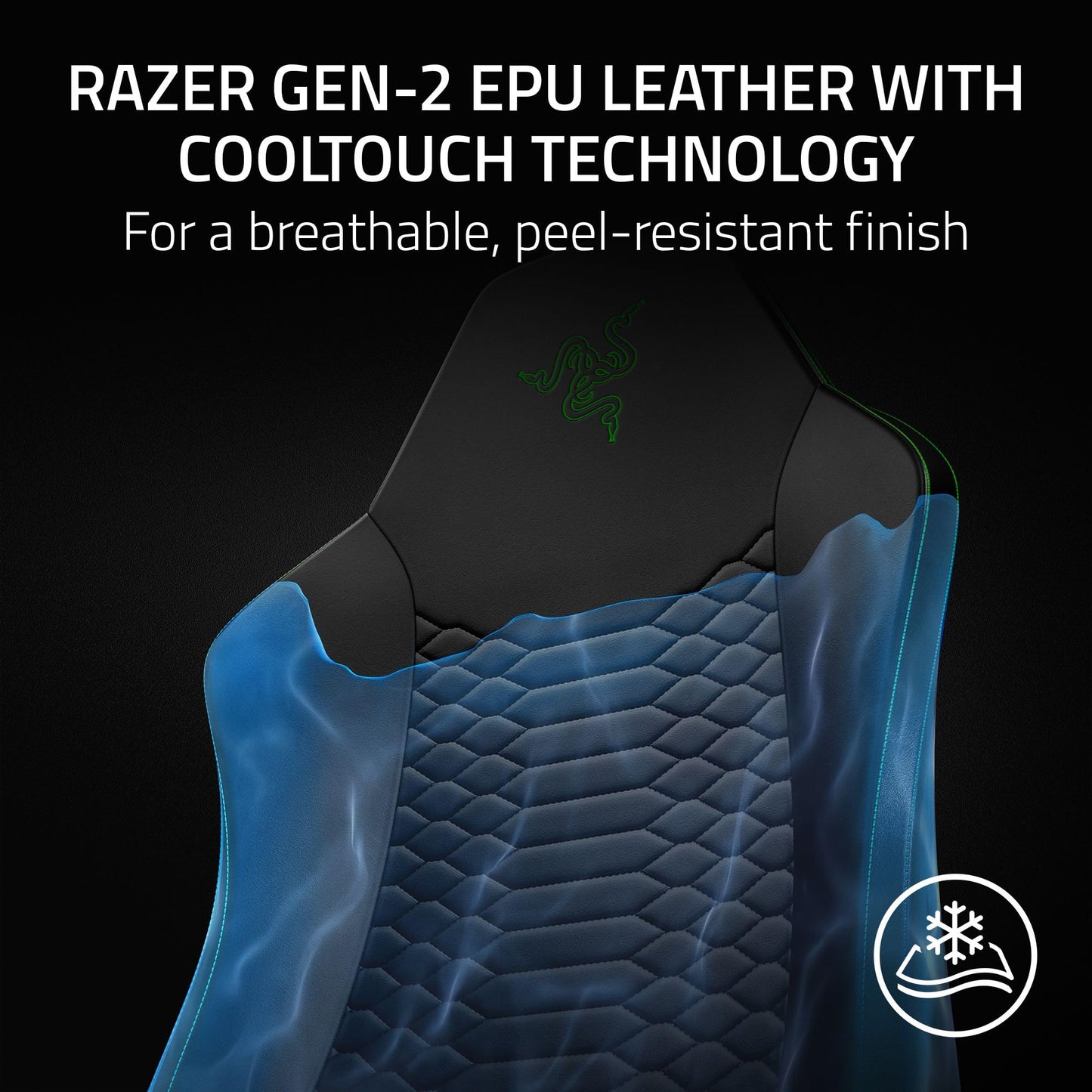 Razer Iskur V2 X NewGen Ergonomic Gaming Chair — Built-in Lumbar Support, Cooltouch Gen-2 EPU Leather, Ultra-Wide Seat Base, Adjustable 152 Degree Recline, Foam Cushions — Black/Green