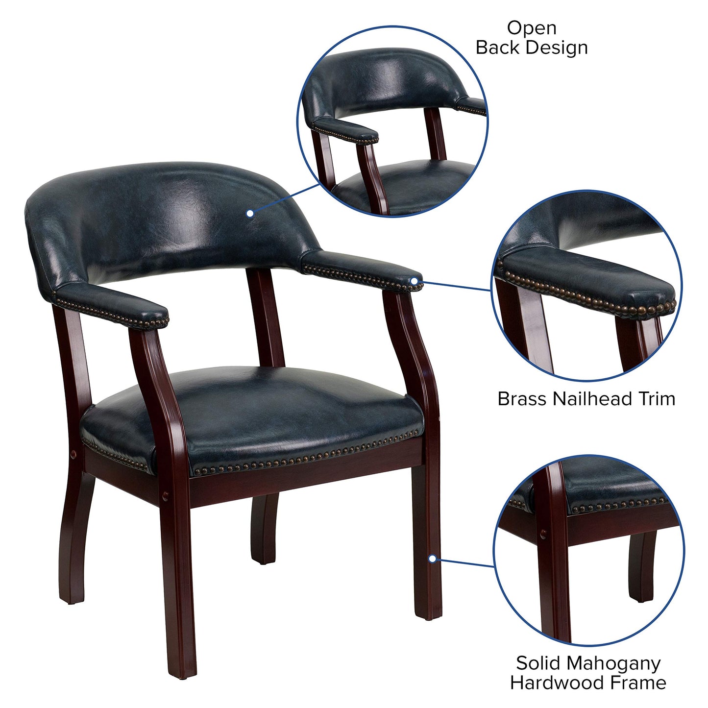 Flash Furniture Diamond Navy Vinyl Luxurious Conference Chair with Accent Nail Trim