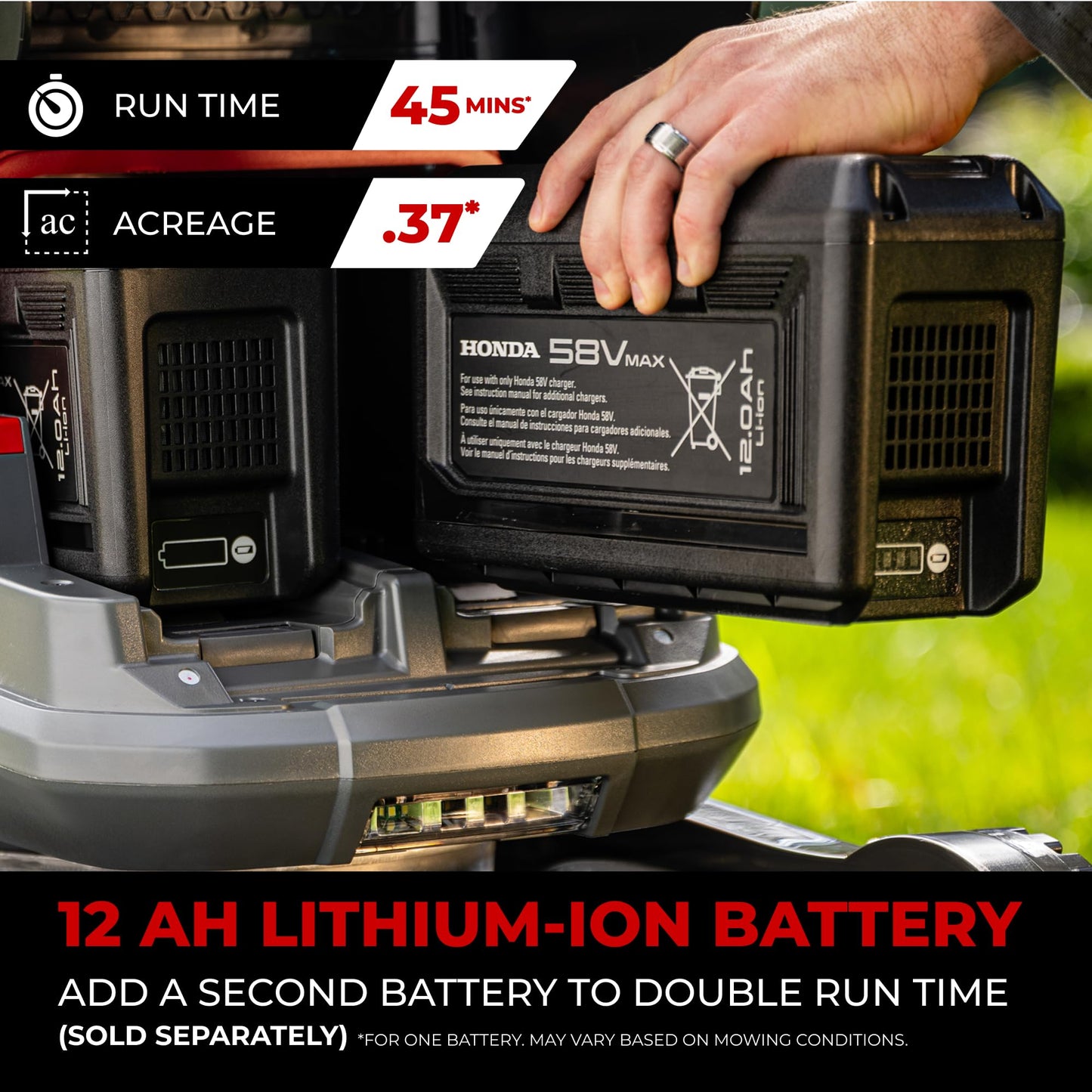 Honda HRX-BE 21-Inch Walk Behind 12 AH Battery Powered Lawn Mower with 2 Battery Bays, Variable Speed Self Propelled Lawn Mower with 2.2 Bushel Capacity, Easy-Off Grass Bag (HRX217YXBEXA6)