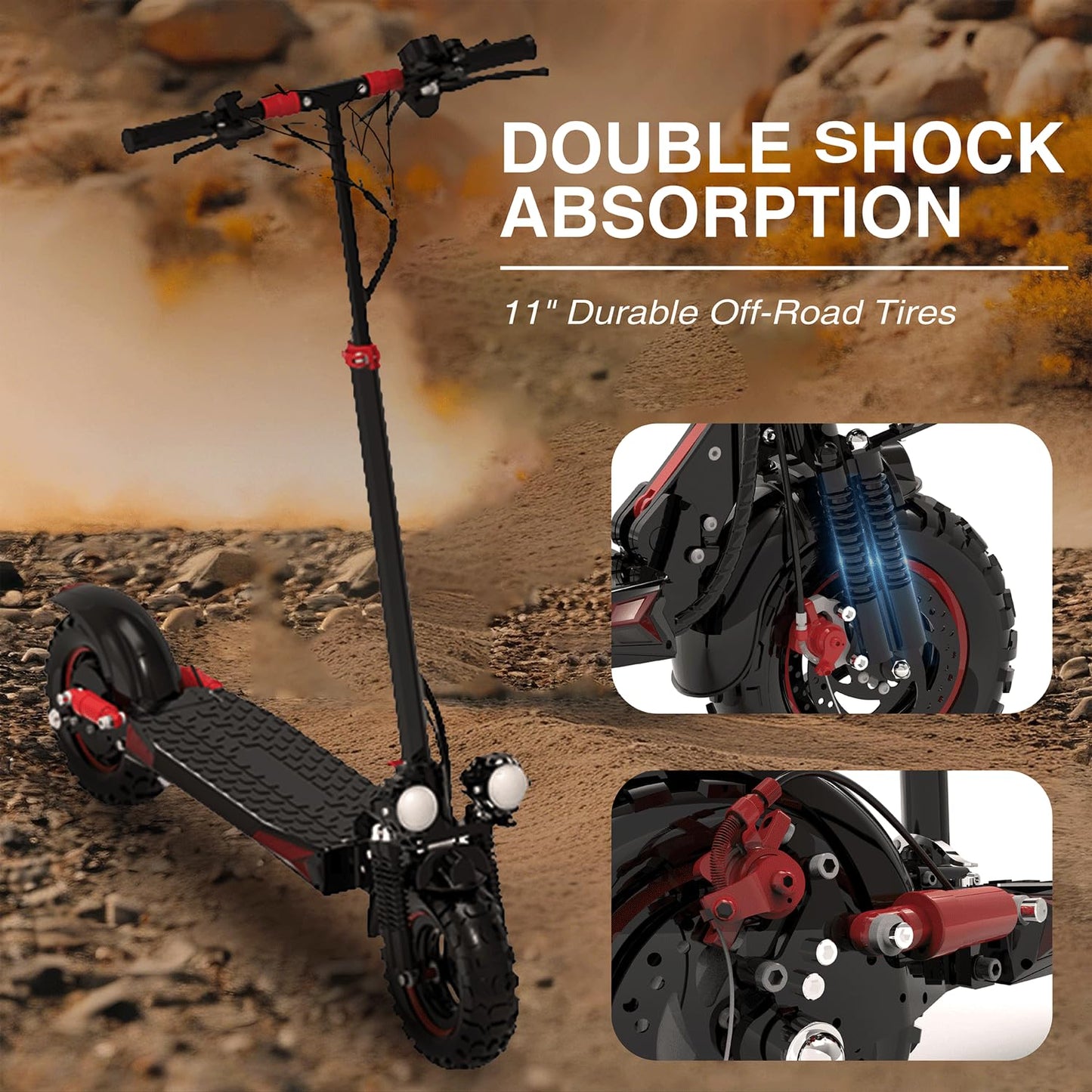 Electric Scooter Adults,1200/1600W Motor, 30/34 MPH Top Speed & 30/40 Miles Range, 48V 18/21AH Big Battery, 10/11" Off-Road Tire Folding E Scooter with Seat, Dual Braking System, Double Suspension