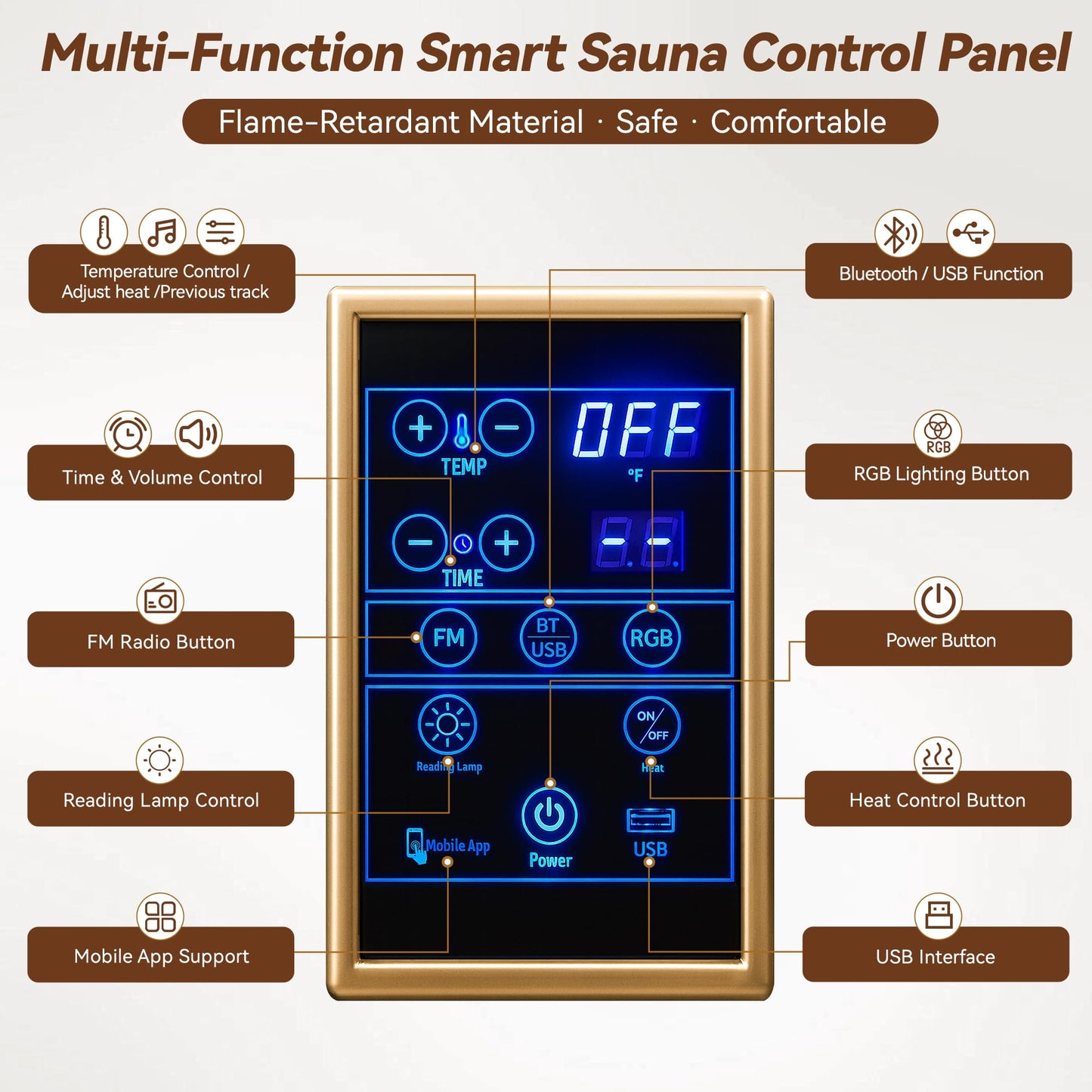EASYHAWK 2 Person Infrared Sauna for Home with LED Ambient Lighting, Smart App Control Home Sauna with WiFi & Bluetooth, Low EMF 1500W/120V LCD Heater, Indoor Sauna with Flame-Retardant Design