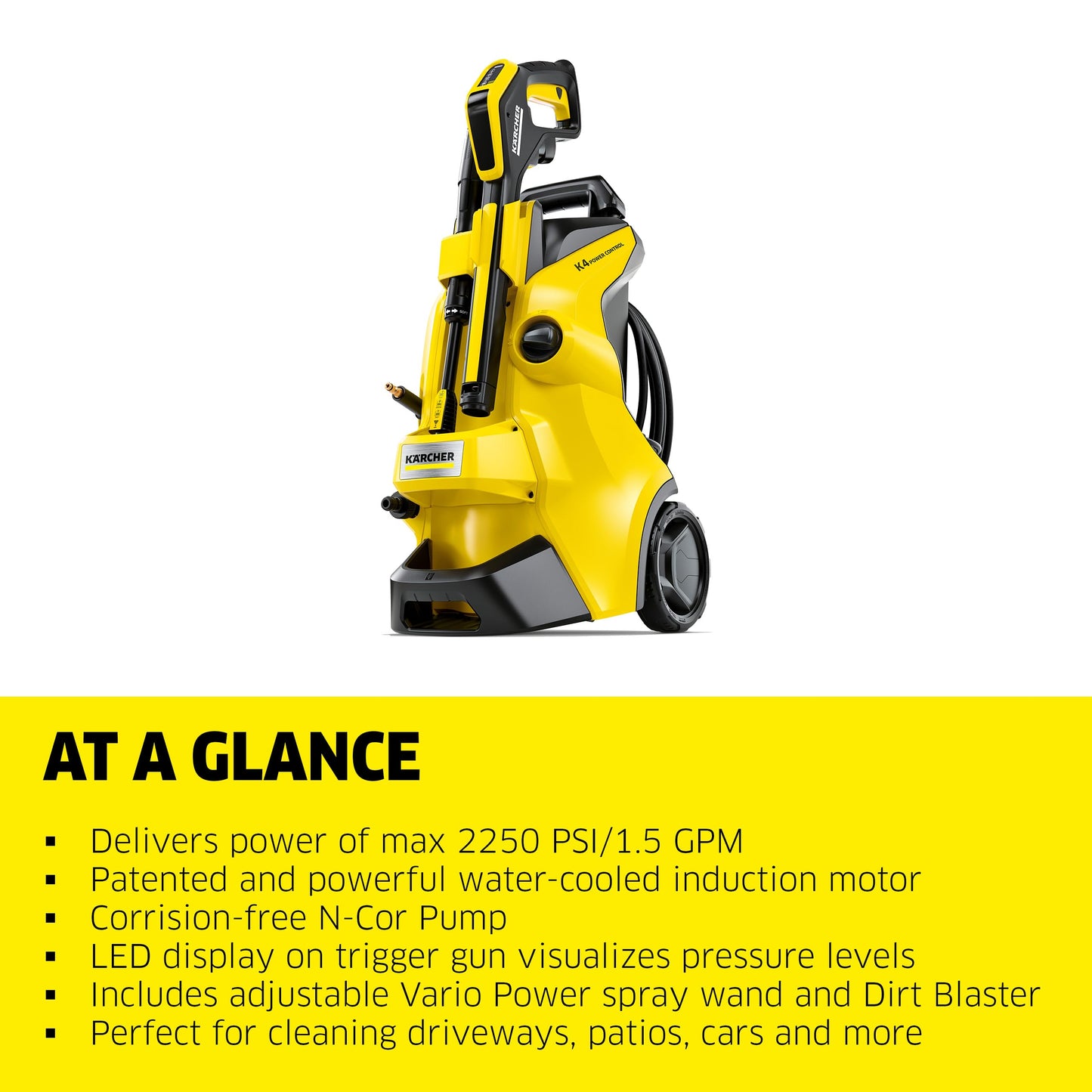 Kärcher Pressure Washer, K5 Power Control, Max 2500 PSI, 32 ft. Hose, 2 Spray Wands - 1.55 GPM