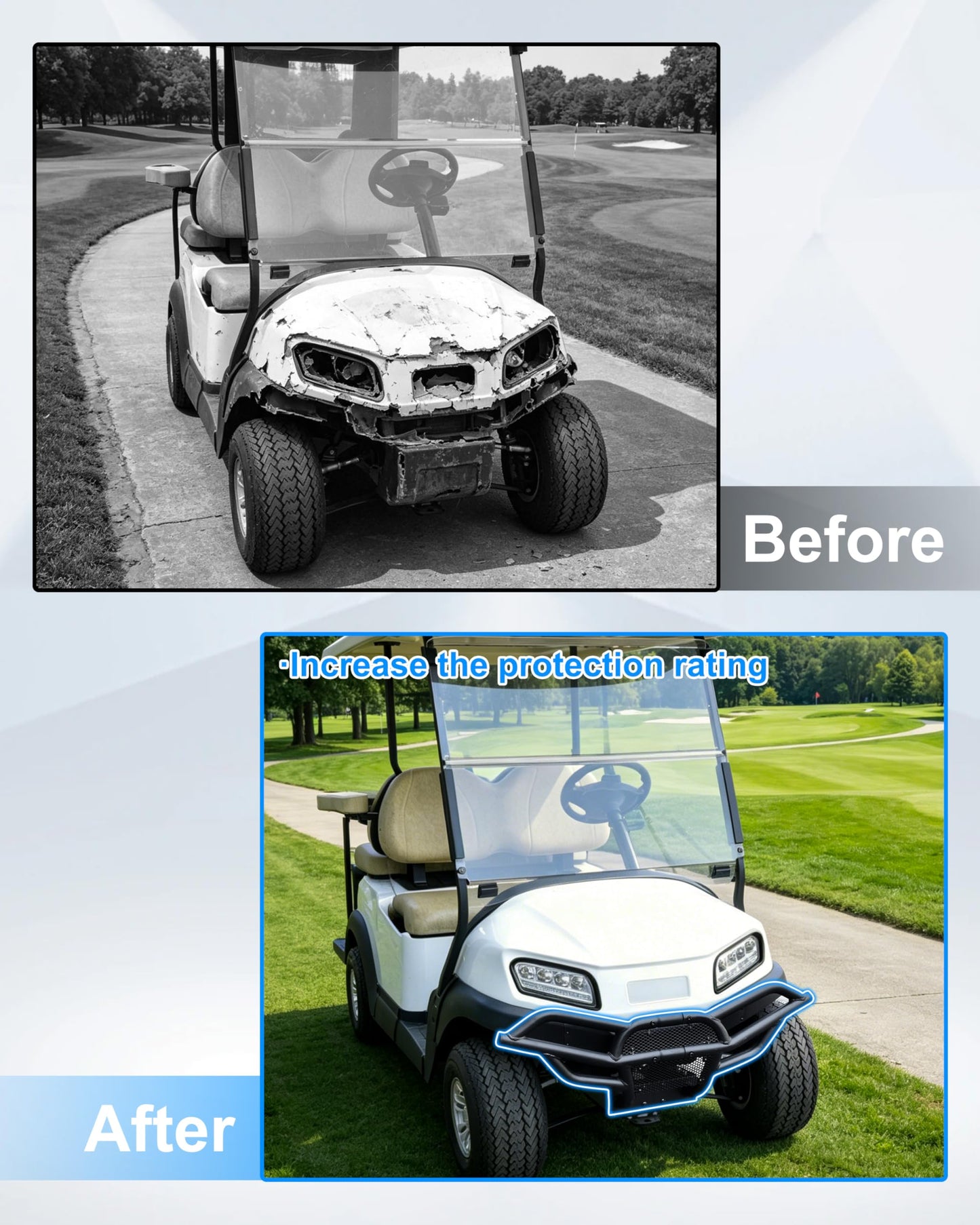 LDETXY Front Brush Guard for Club Car Tempo 2018+ Golf Cart, Combined Black Powder Coated Steel Bumper Protector for Club Car Tempo 2018-later Accessories