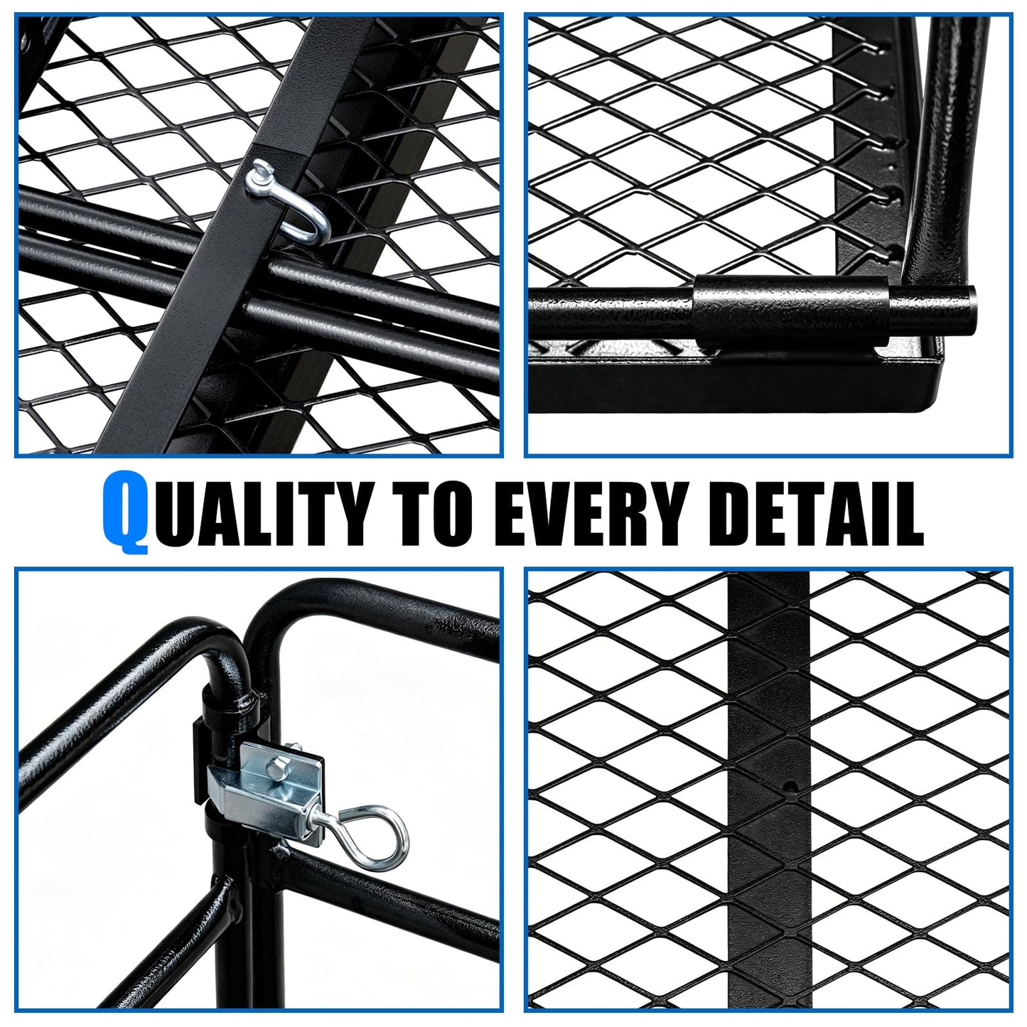 LWTURMRT Trail Hitch Mount Cargo Carrier Basket 58" x 24" x 14" Folding Vehicle Cargo Baskets Fits 2" Receiver with 2" Hitch Stabilizer for SUV can Holder 500LBS (14" high Black+Bag)
