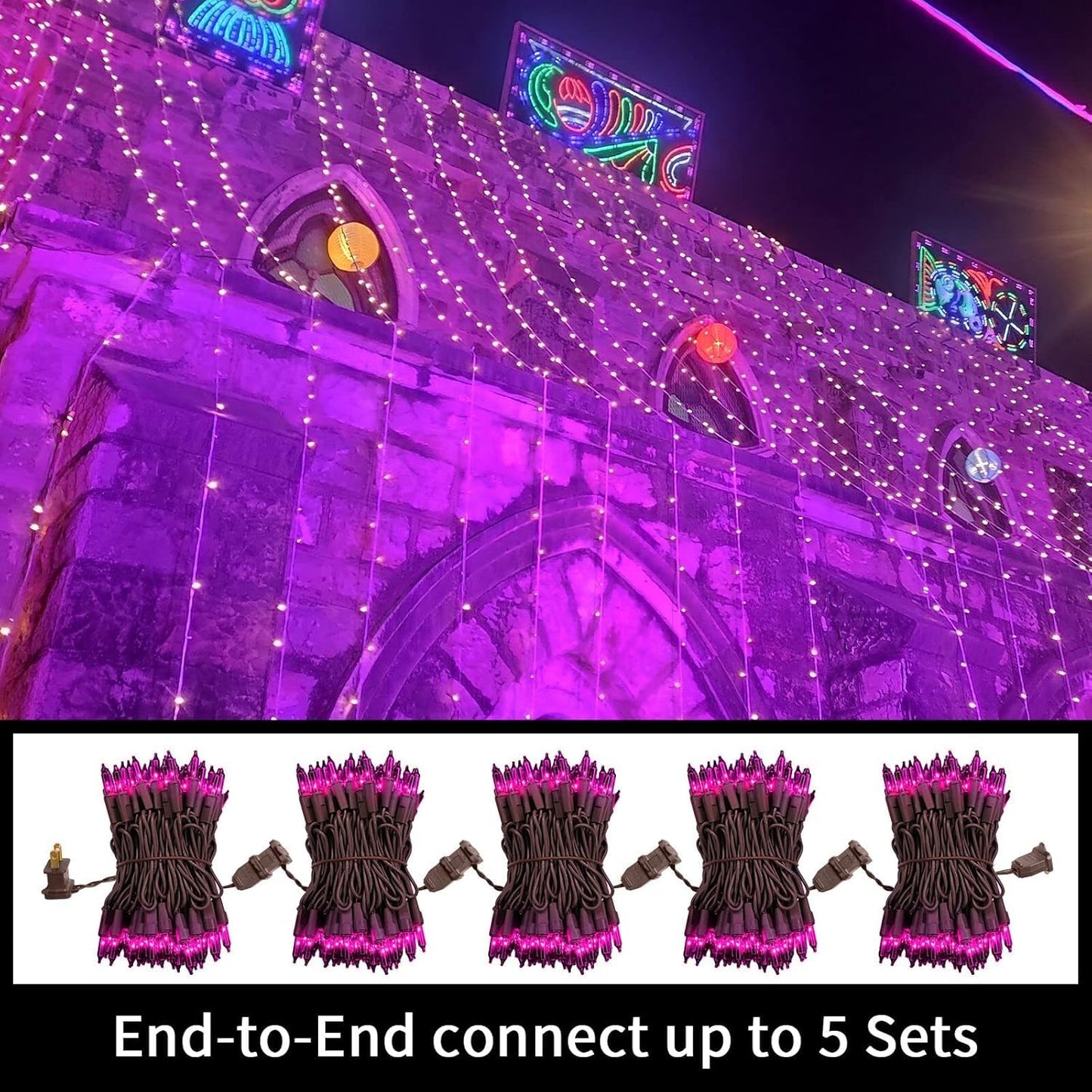LAMPHOME Halloween Purple String Lights, 100 Mini Fairy Lights, 20Ft Brown Wire, Holiday Décor for Home, Christmas, Patio