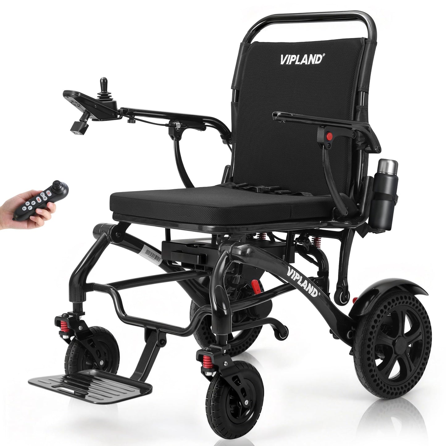 VIPLAND 500lbs Capacity Carbon Fiber Electric Wheelchairs for Adults, 41lb Lightweight Foldable Motorized Wheelchair with 20 Inch Seat, 25 Miles Long Range, All Terrain, 500W Dual Motor, Portable Size