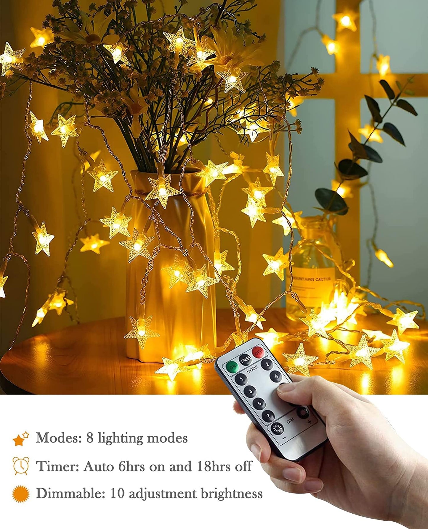 ANJAYLIA String Lights 100 LED 33 FT Battery Operated Warm White Fairy Lights for Indoor & Outdoor Decor, Model String Lights-2