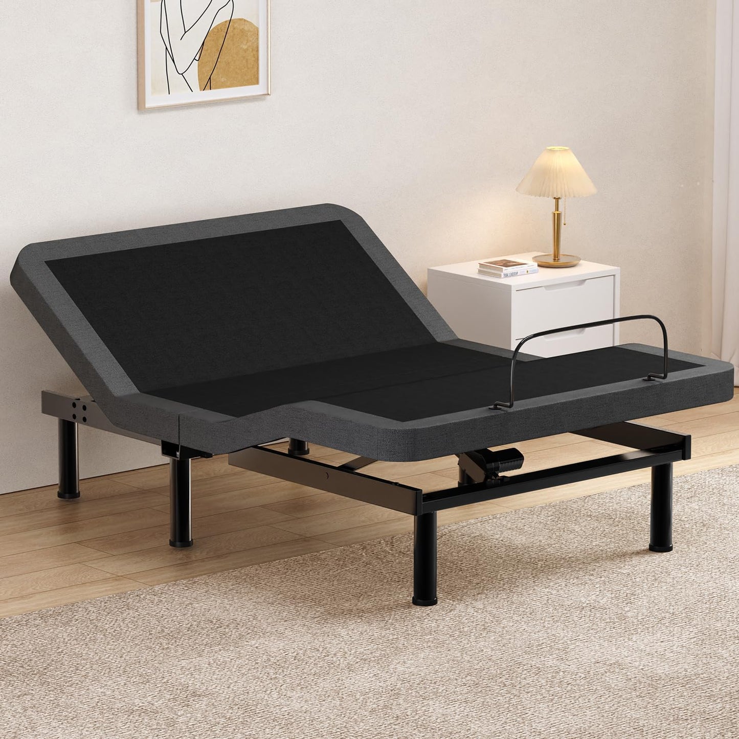Queen Size Adjustable Bed Frame, Updated Adjustable Beds with Thickened Frame, Wireless Remote, Voice control, Separate Head/Foot Lift, Sturdy Metal, 0 Gravity/Anti-Snore, Smart Electric Bed Base
